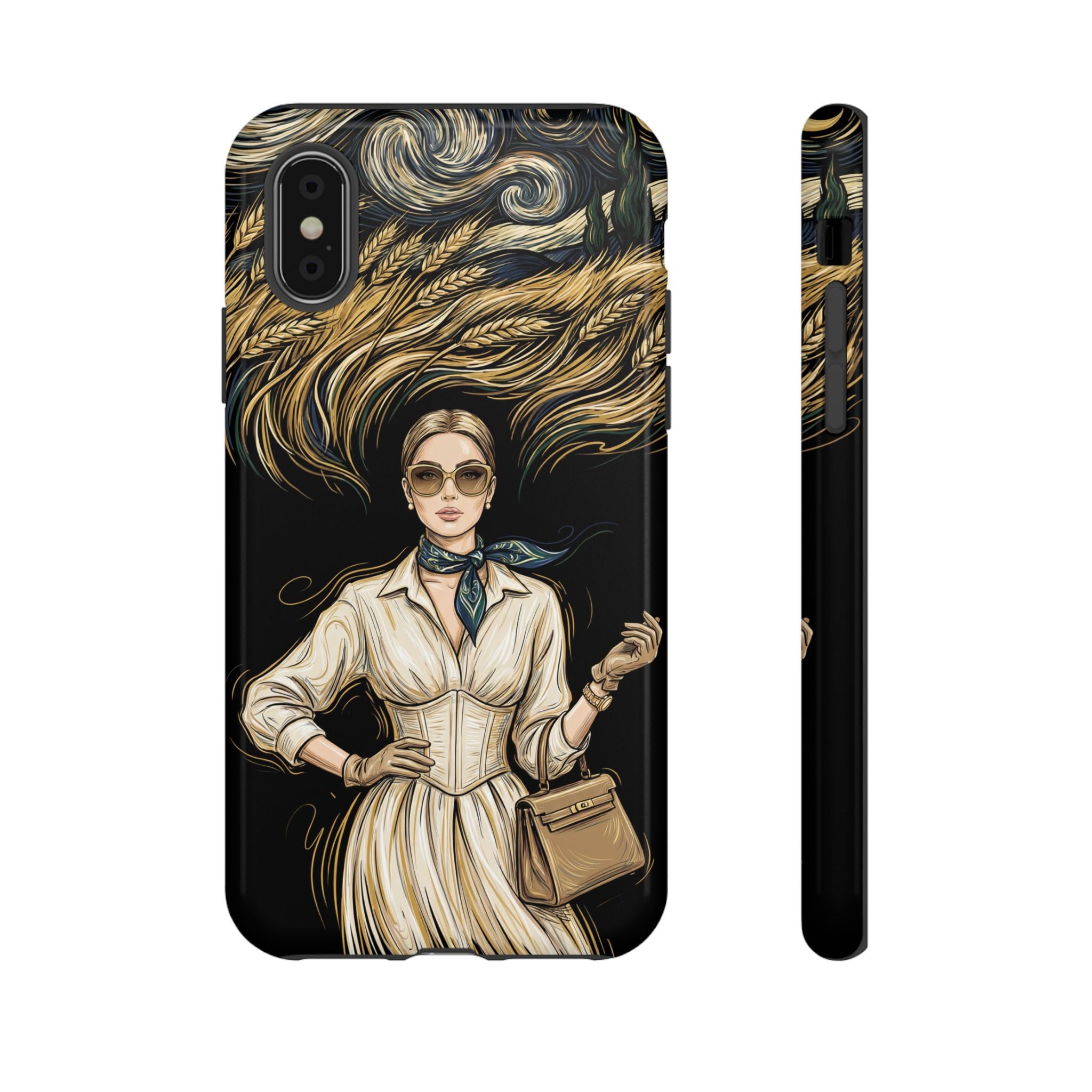 Vintage Elegance iPhone Case | Retro Woman with Flowing Golden Hair