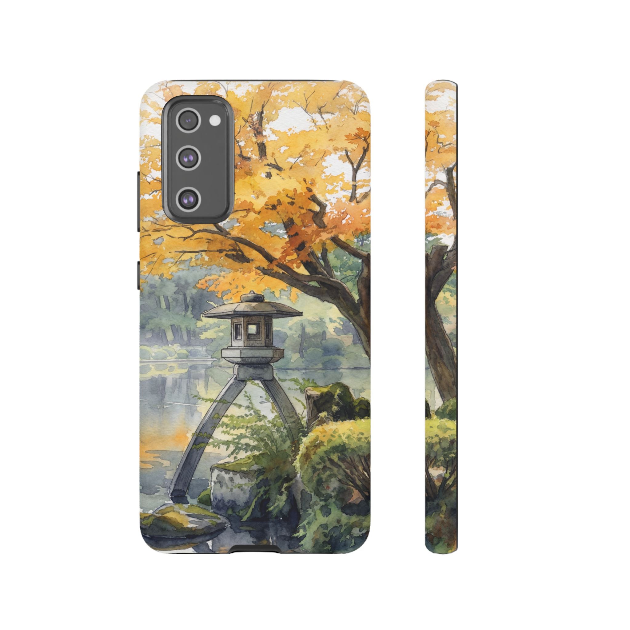 Autumn Japanese Garden Samsung Galaxy Phone Case | Scenic Lantern Fall