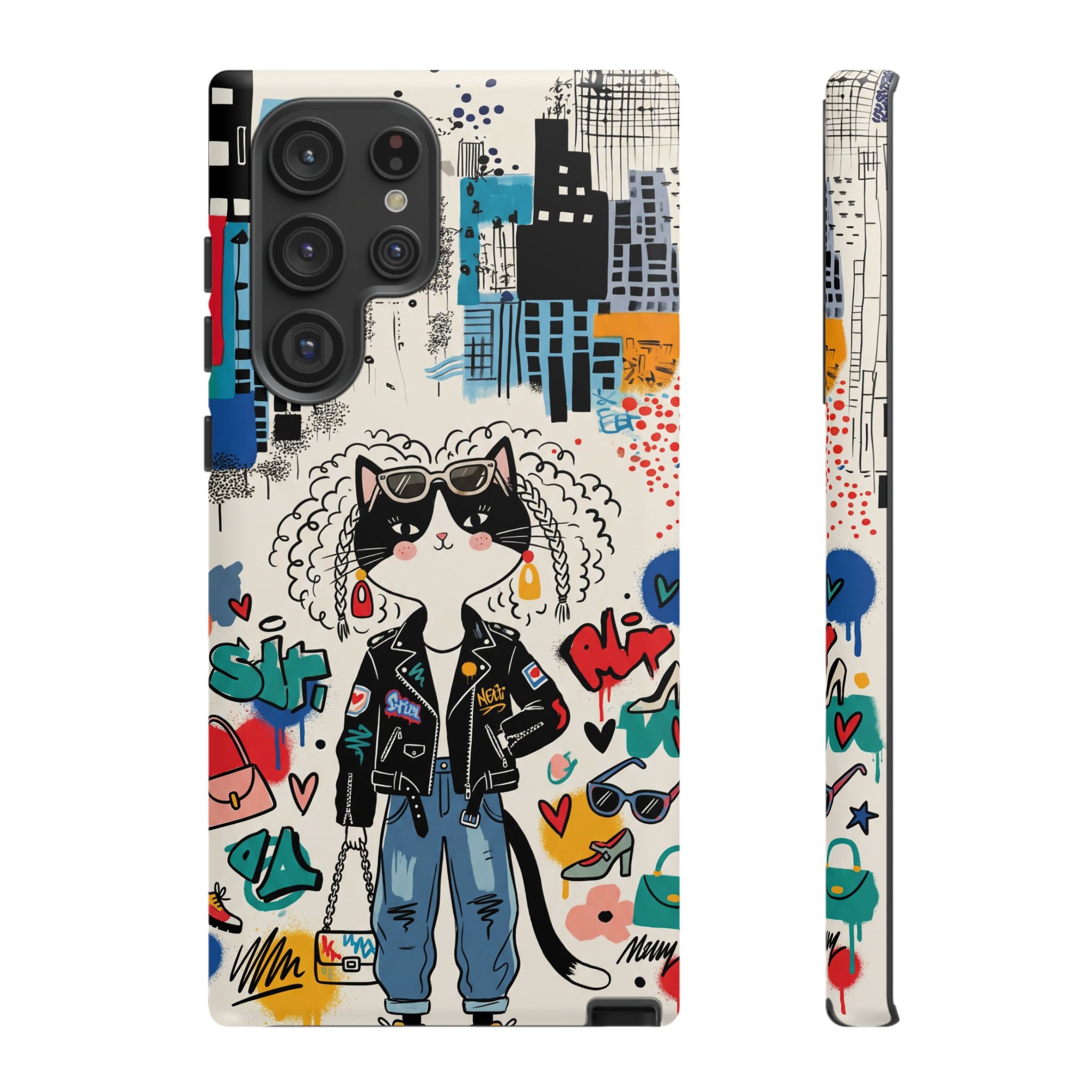 Punk City Cat Graffiti Design Samsung Galaxy Phone Case