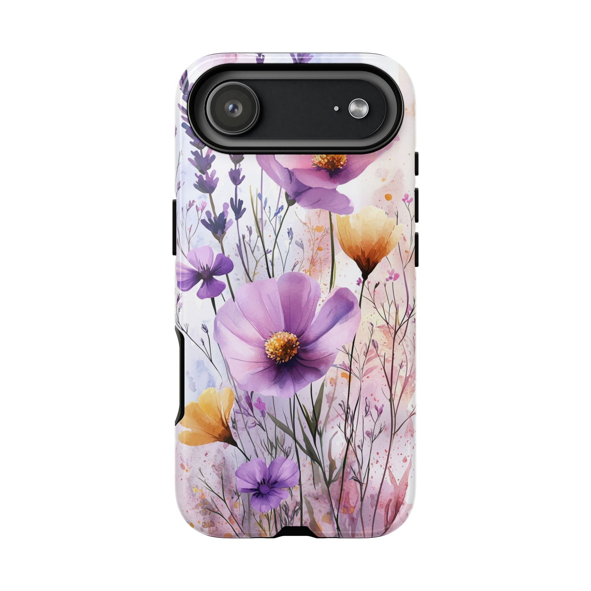Floral Watercolour Tough iPhone Case | Purple & Yellow Wildflowers