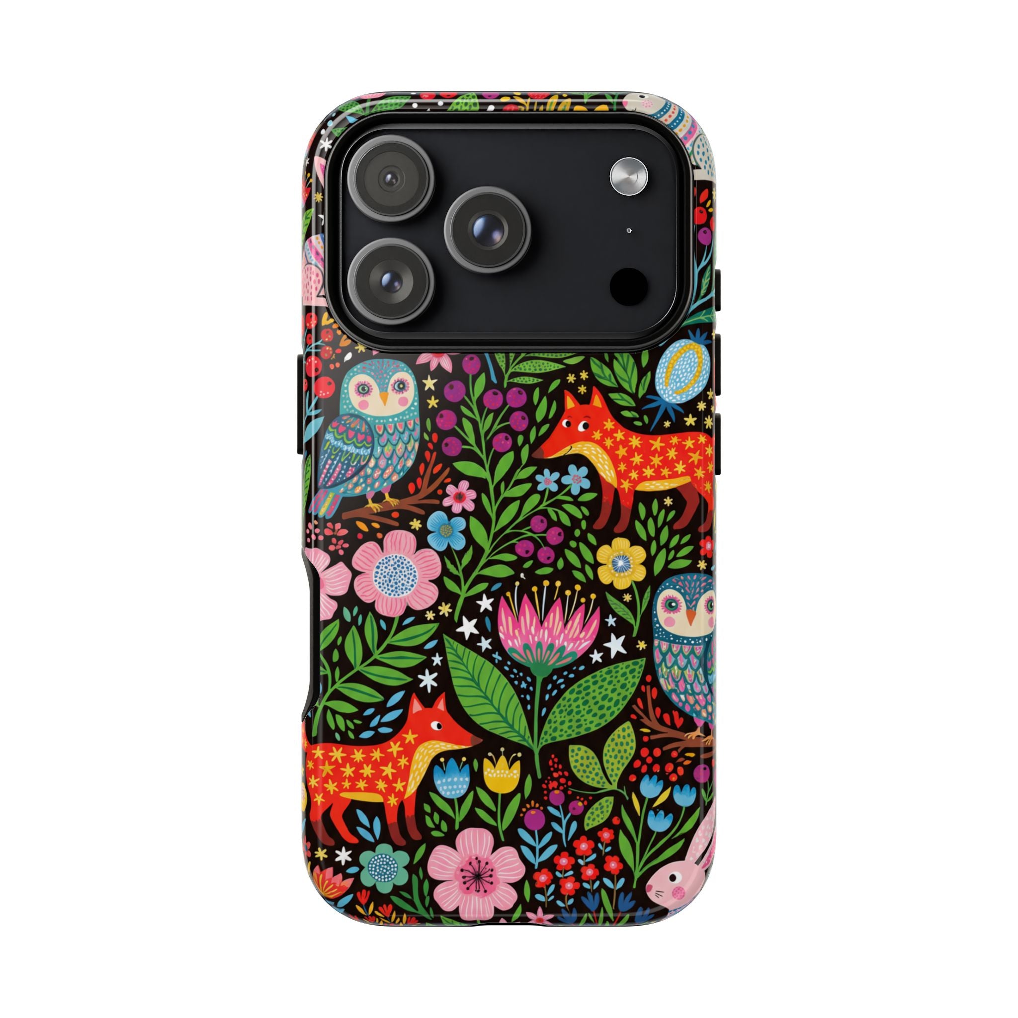Floral Woodland iPhone Case | Colourful Fox & Owl Protective Cover