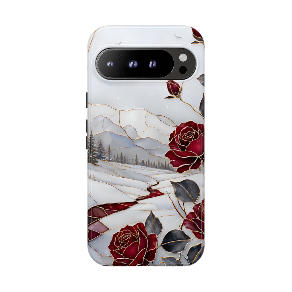 Winter Rose Google Pixel Phone Case | Red Floral Phone Case