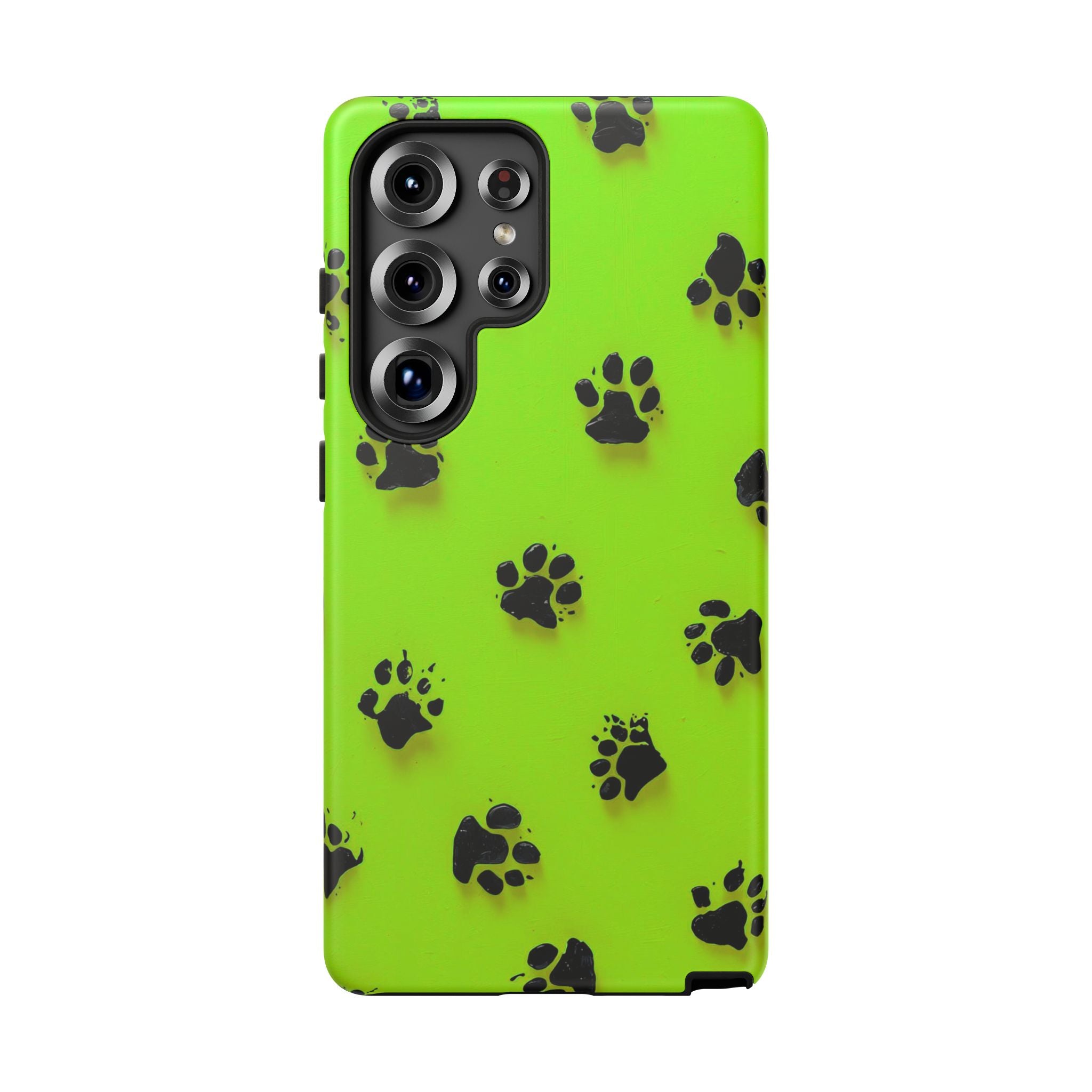 Neon Paw Print Tough Samsung Galaxy Case — Shockproof Pet Lover iPhone Cover