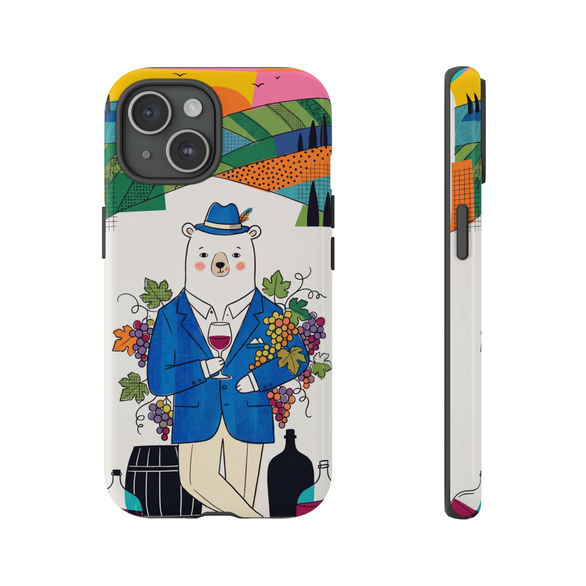 Dapper Polar Bear Wine Lover Illustrated Protective iPhone Case