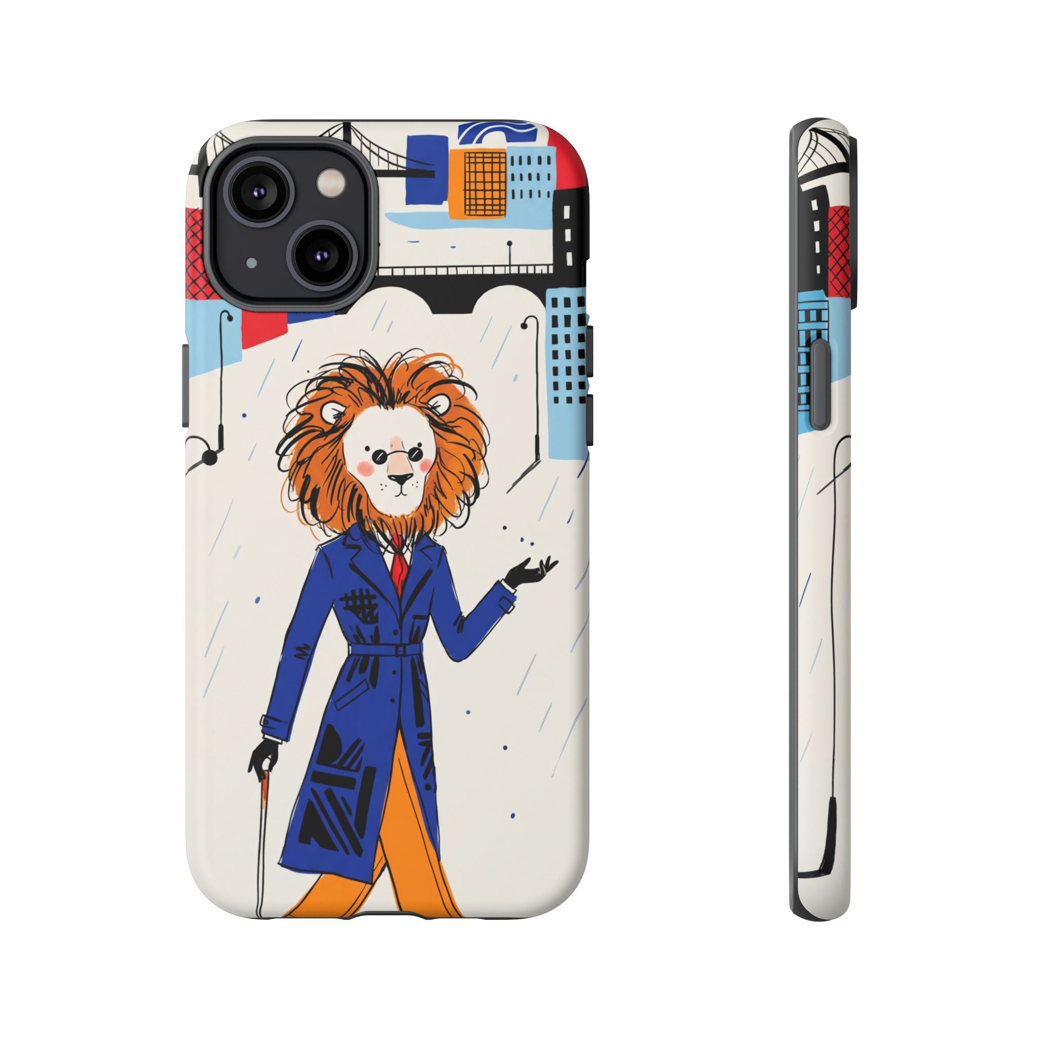 Lion Gentleman iPhone Case | Dapper Lion in City Rain