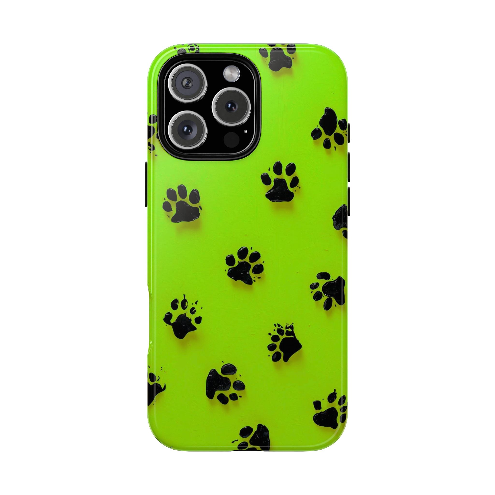 Neon Paw Print Tough Phone Case — Shockproof Pet Lover iPhone Cover
