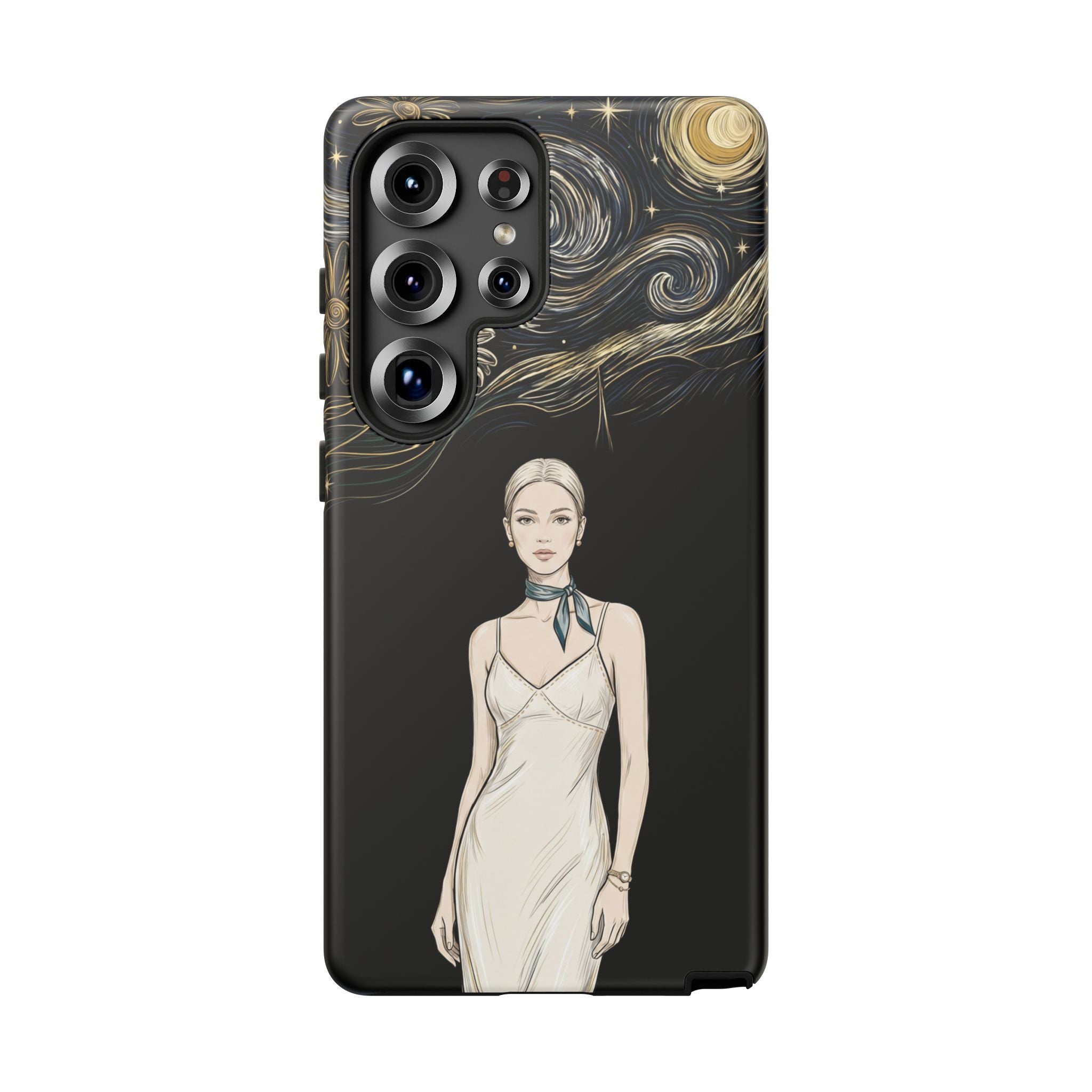 Starry Night Fashion Samsung Galaxy Phone Case | Elegant Woman Illustration