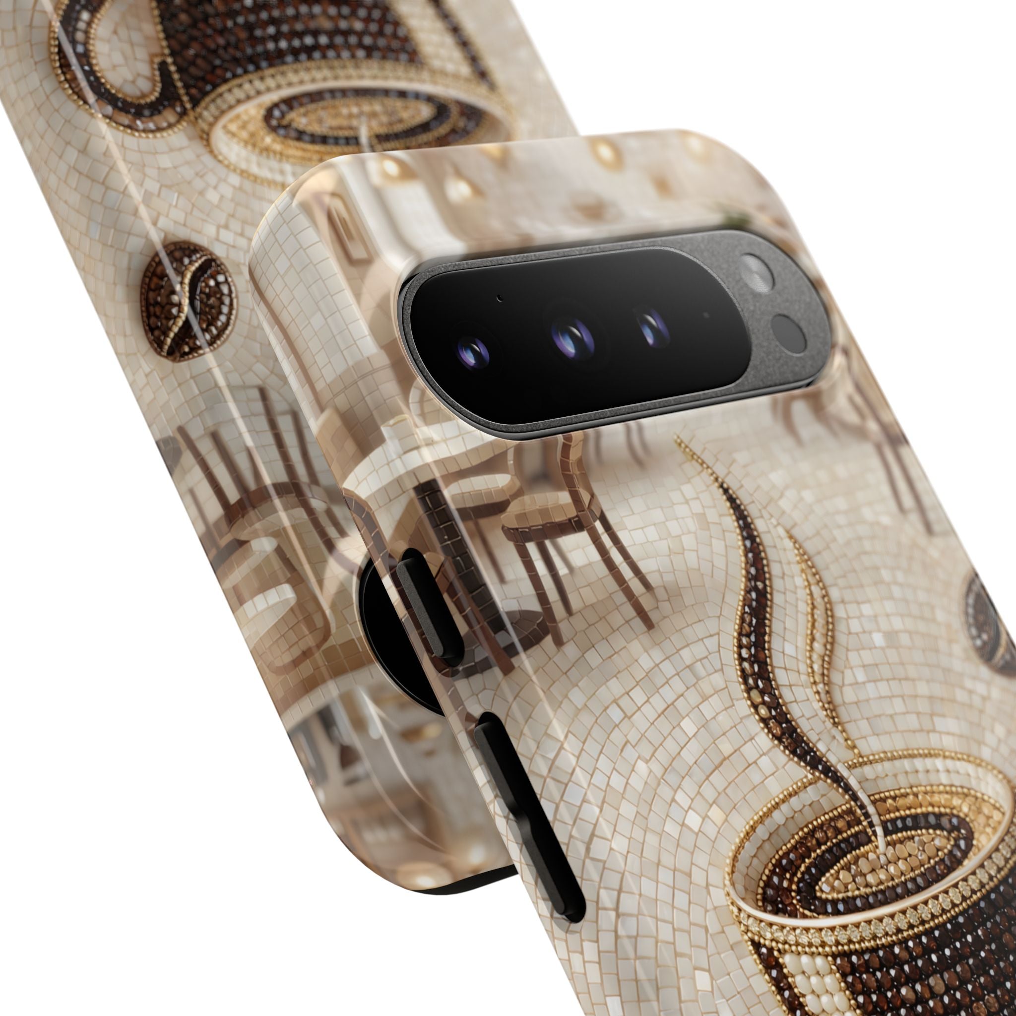 Coffee Mosaic Google Pixel Phone Case - Steaming Cup Cafe Design