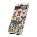 Floral Whale Google Pixel Phone Case | Boho Marine Pattern Tough Case