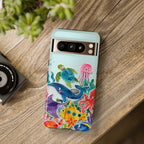 Cute Coastal Ocean Google Pixel Phone Case | Aesthetic Whale Turtle Marine Life Cover