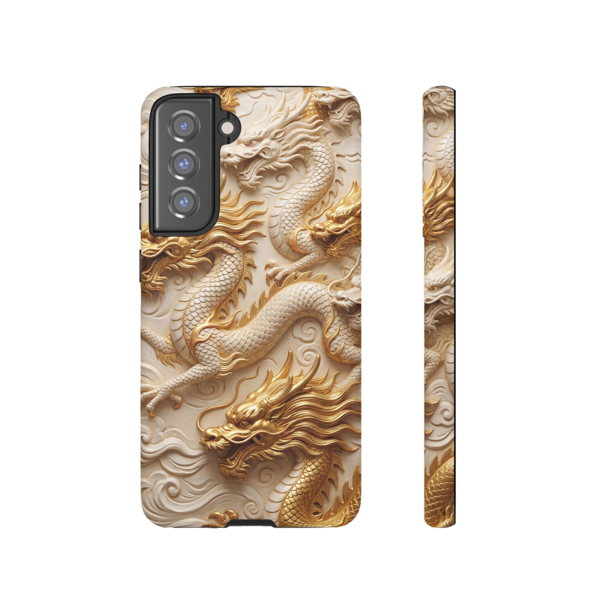 Dragon Relief Samsung Galaxy Case — Gold Carved Dragon Protective Cover