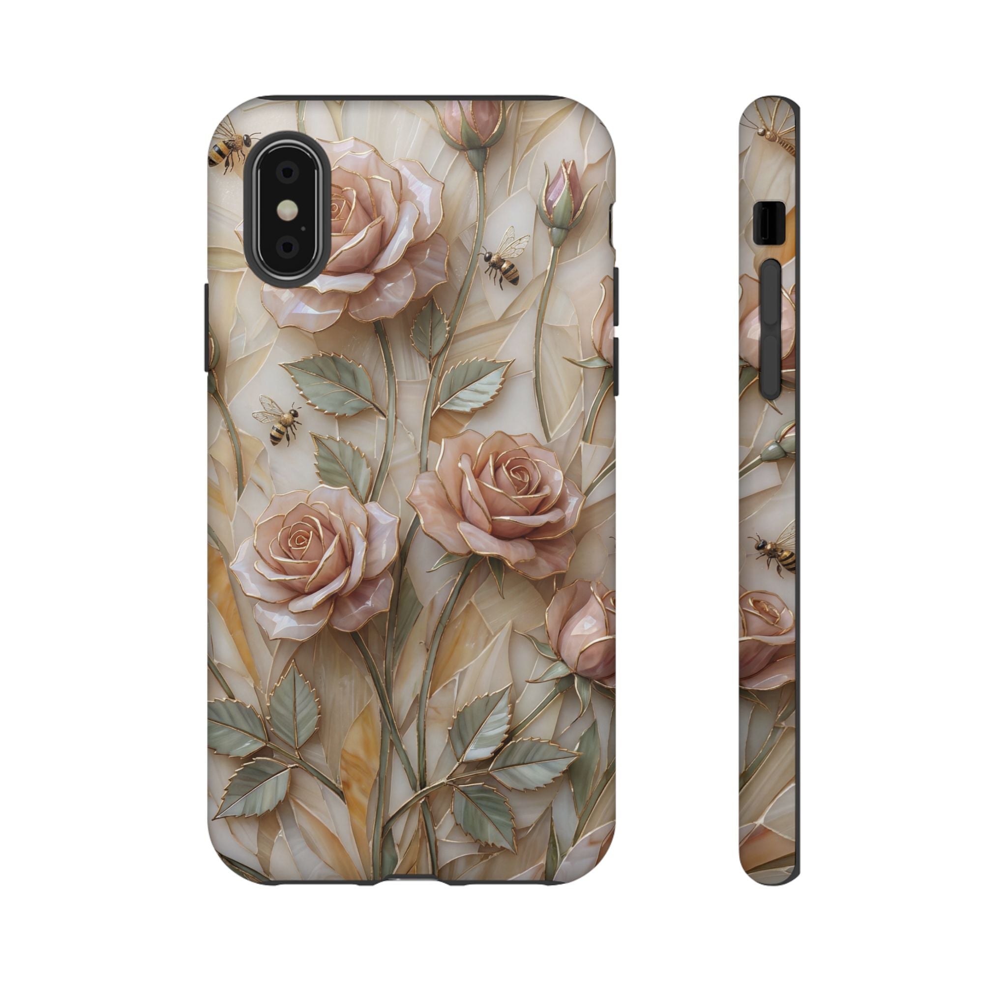 Vintage Blush Rose Floral Tough iPhone Protective Cover