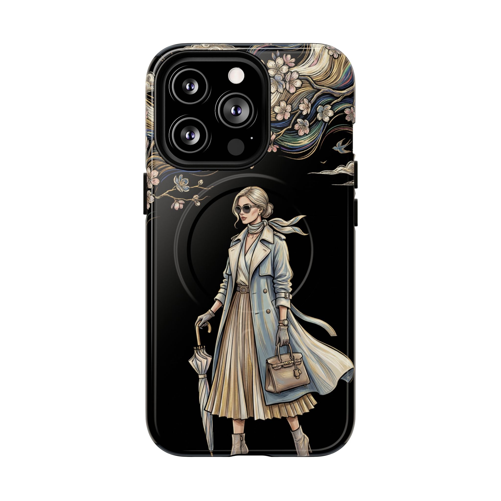 Vintage Chic MagSafe iPhone Case | Stylish Woman Illustration