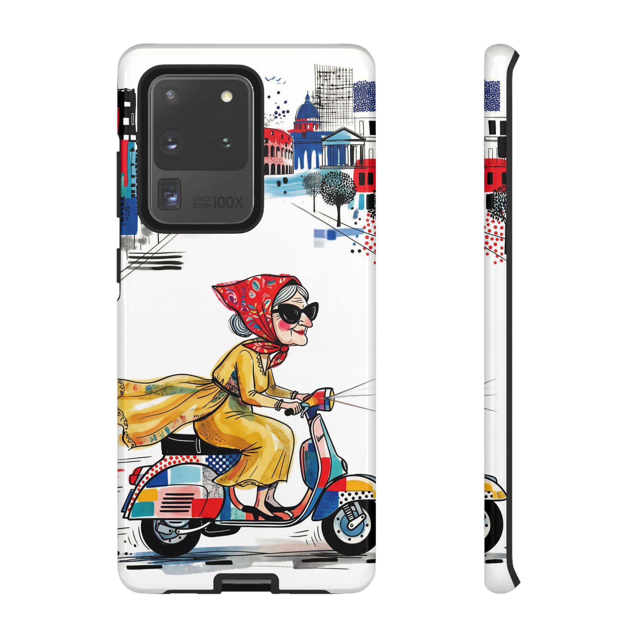 Vintage Vespa Granny Samsung Galaxy Phone Case | Retro Scooter Travel iPhone Cover