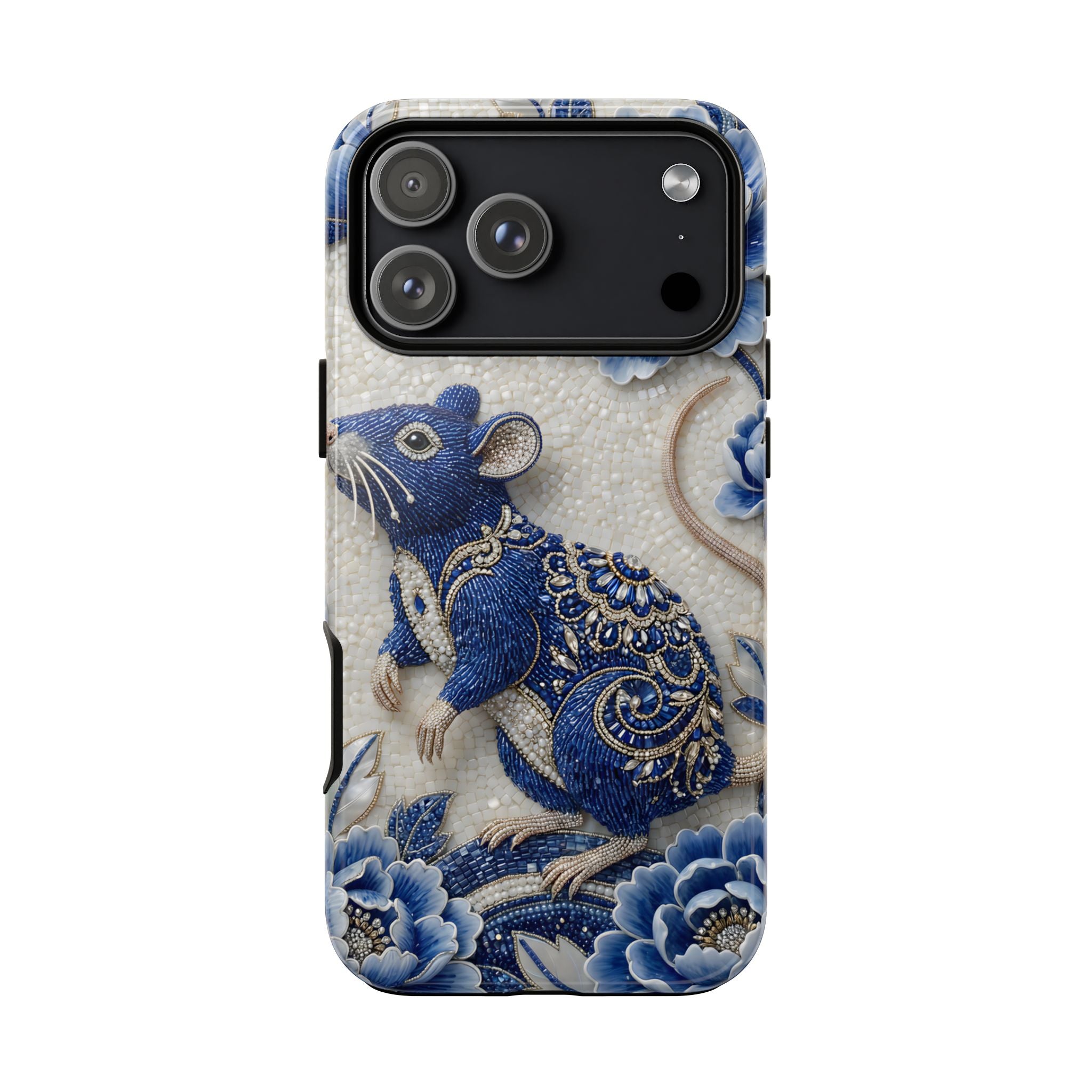 Asian Zodiac Rat iPhone Case | Blue & White Porcelain Art Slim Protective iPhone Case | Year of the Rat Gift