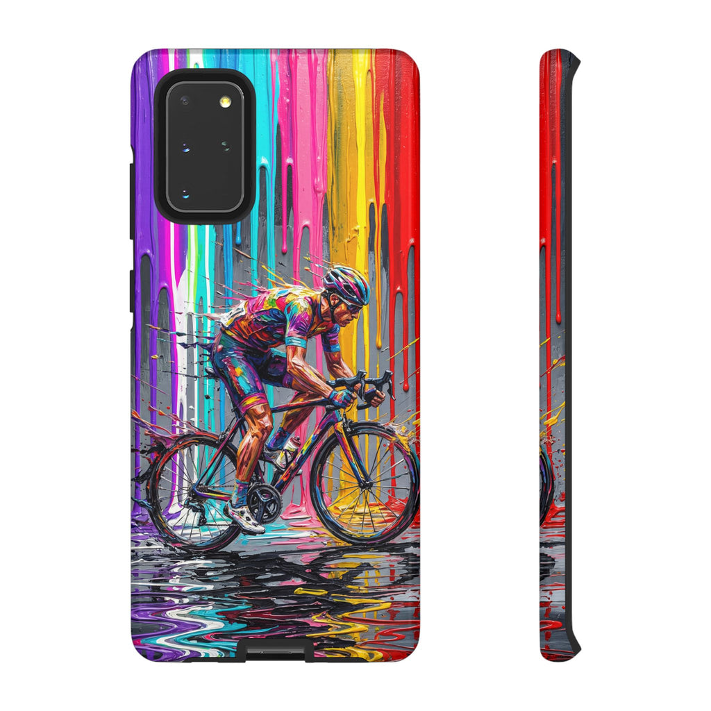 Cyclist Art Samsung Galaxy Phone Case | Colourful Drip Painting Tough Cases