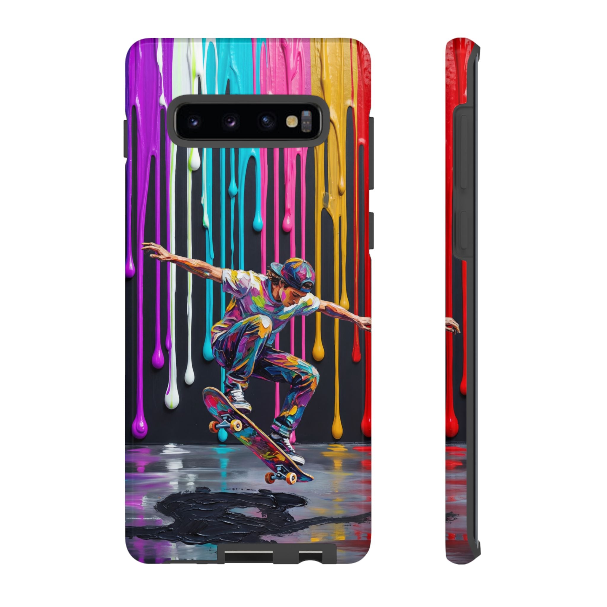 Colourful Drip Art Skateboarder Splash Samsung Galaxy Phone Case