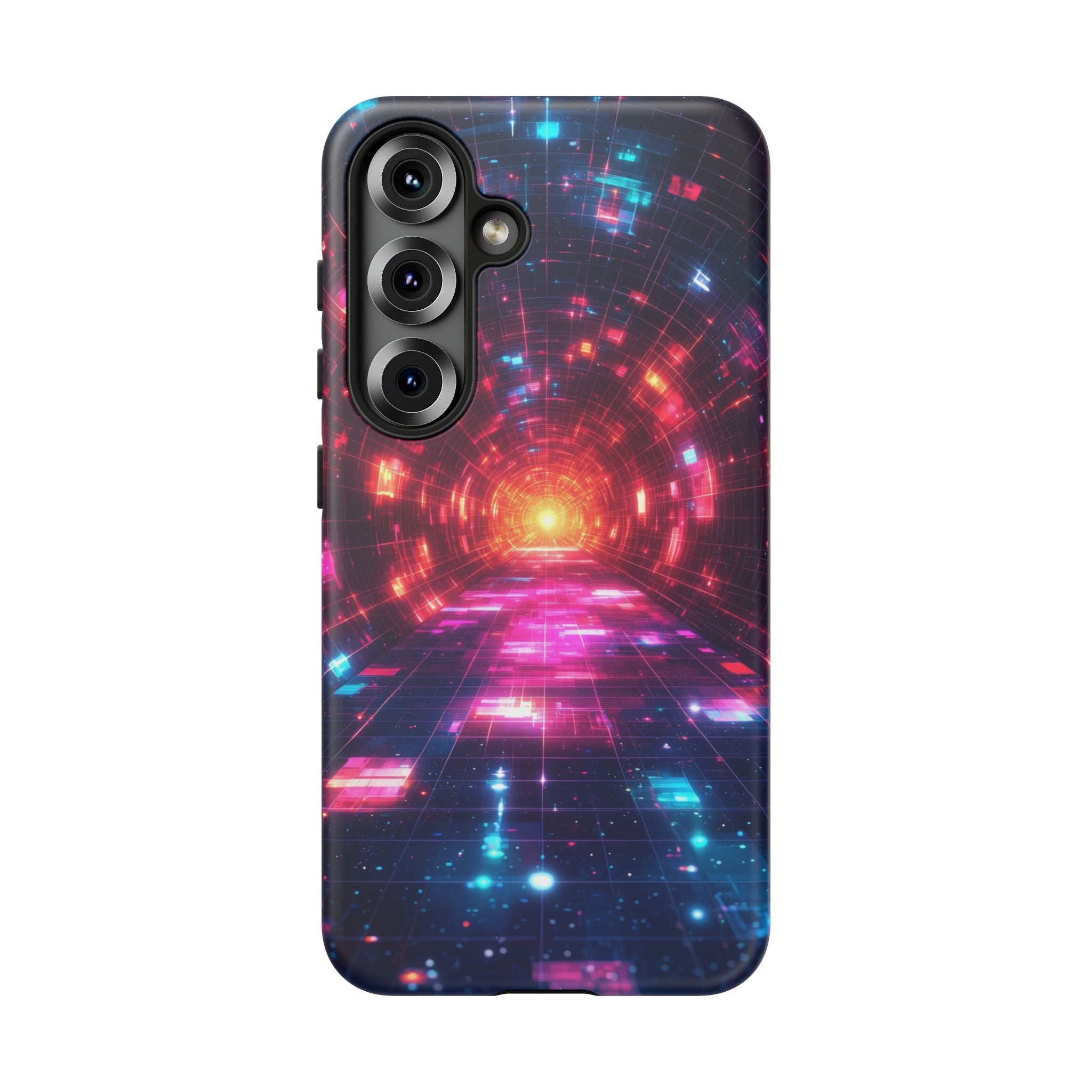 Neon Tunnel Tough Samsung Galaxy Case — Retro Futuristic Galaxy Design
