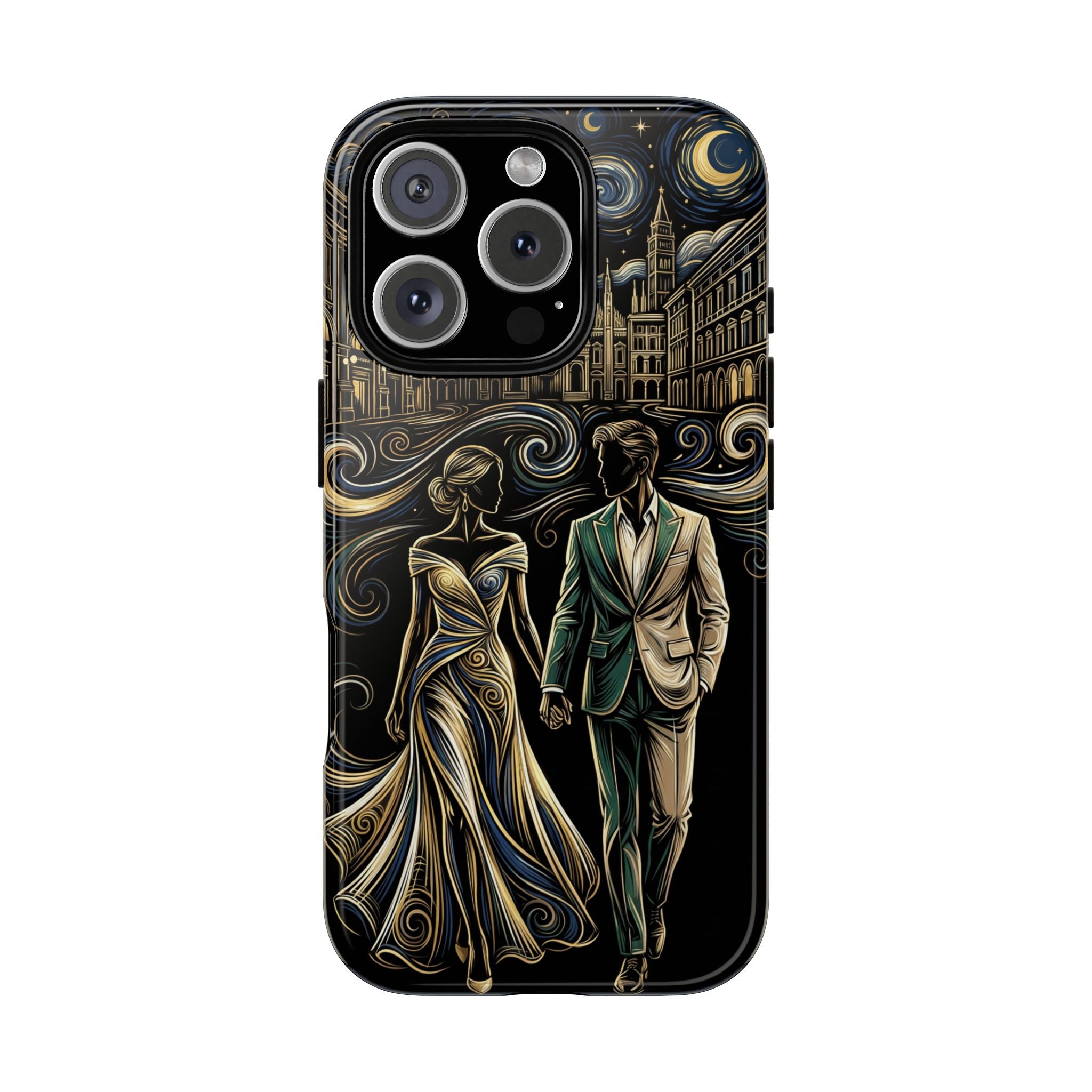 Romantic Night Walk iPhone Case | Elegant Couple Art
