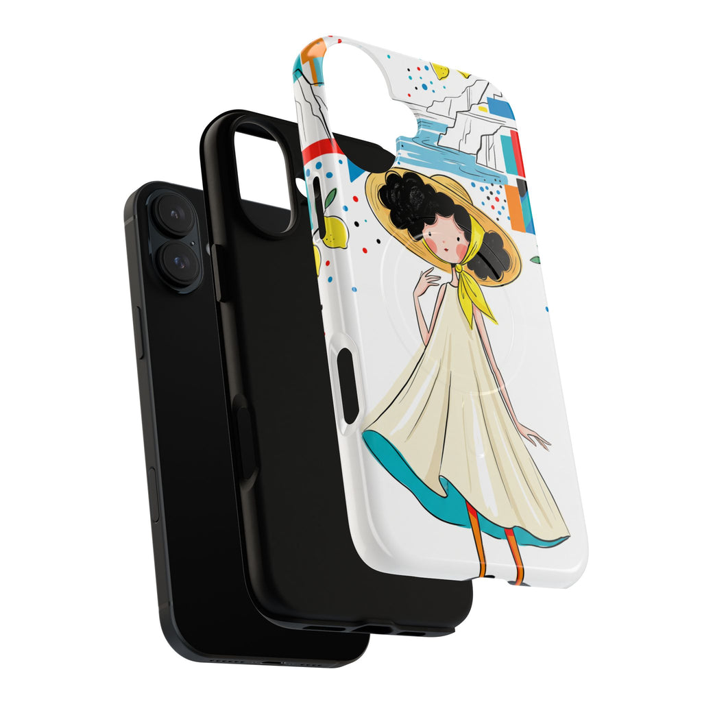 Cute Summer Girl MagSafe iPhone Case | Whimsical Coastal Illustration Protective Case