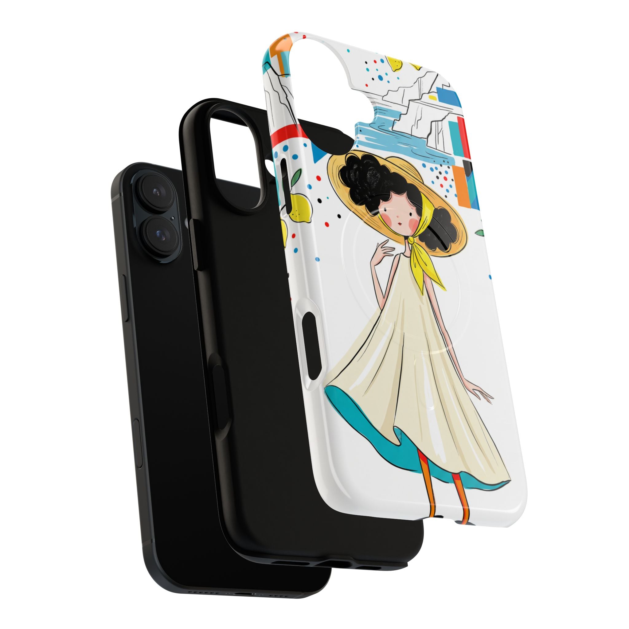 Cute Summer Girl MagSafe iPhone Case | Whimsical Coastal Illustration Protective Case