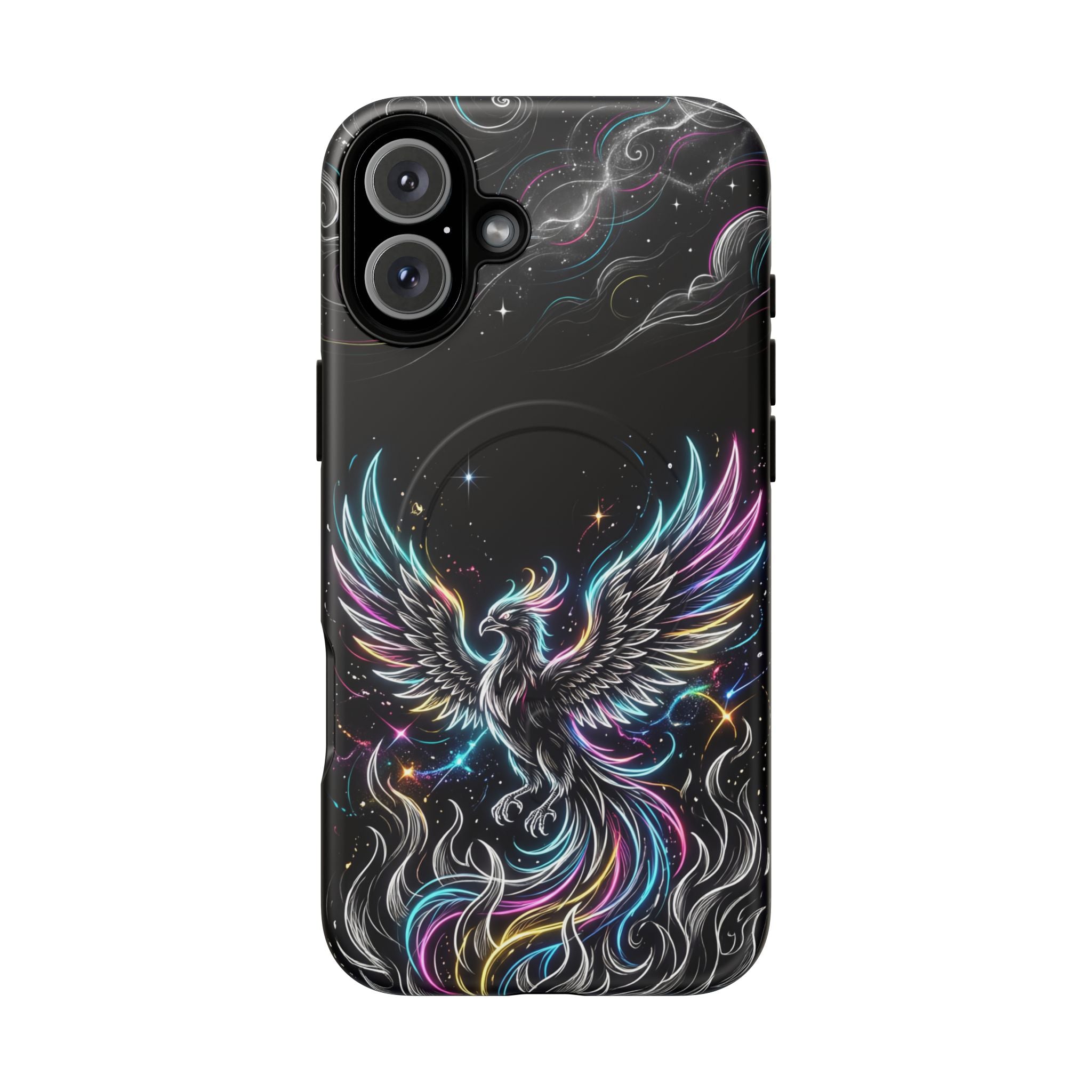 Colorful Neon Phoenix Tough MagSafe iPhone Case