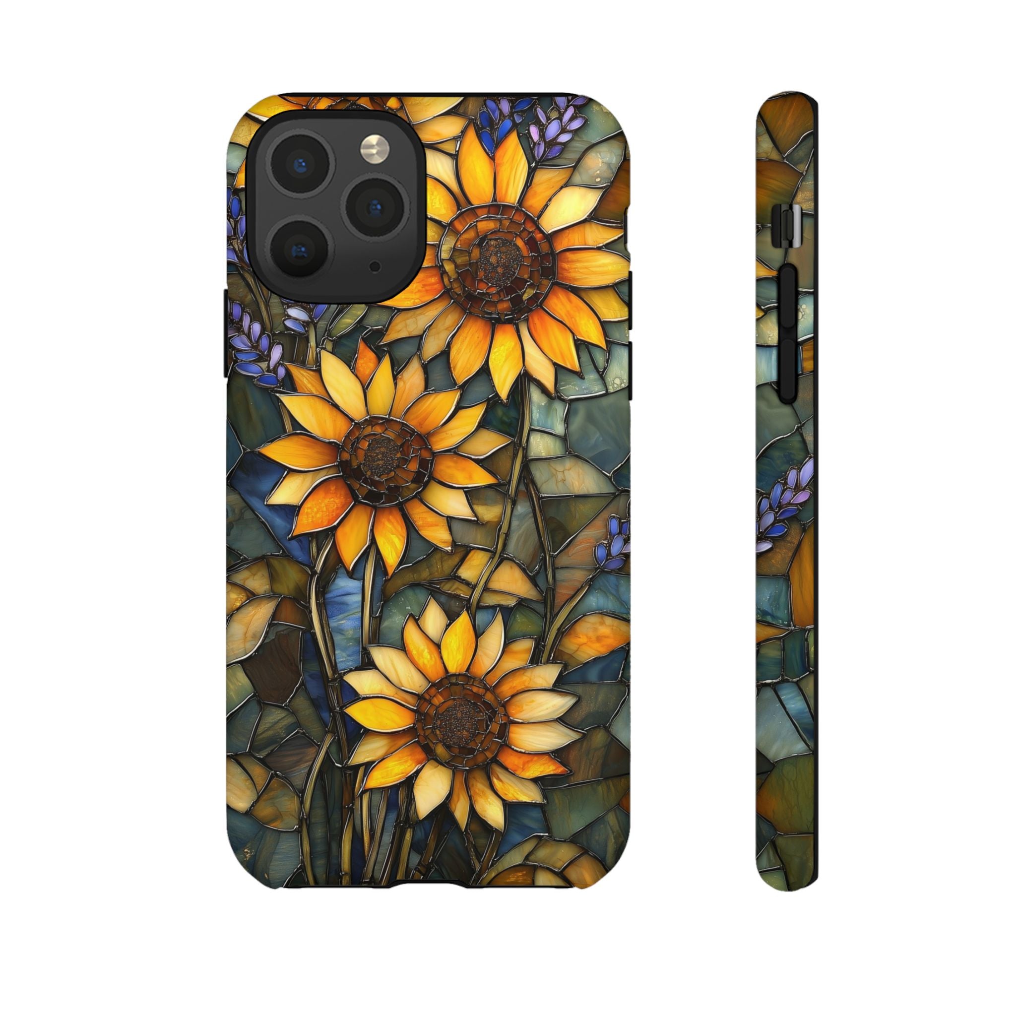 Sunflower Stained Glass Tough iPhone Case | Floral Protective Cover