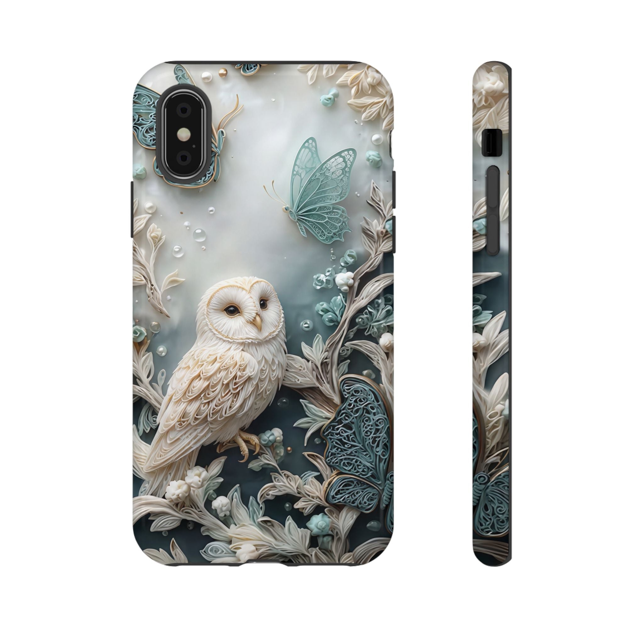 Barn Owl & Butterflies Tough iPhone Case