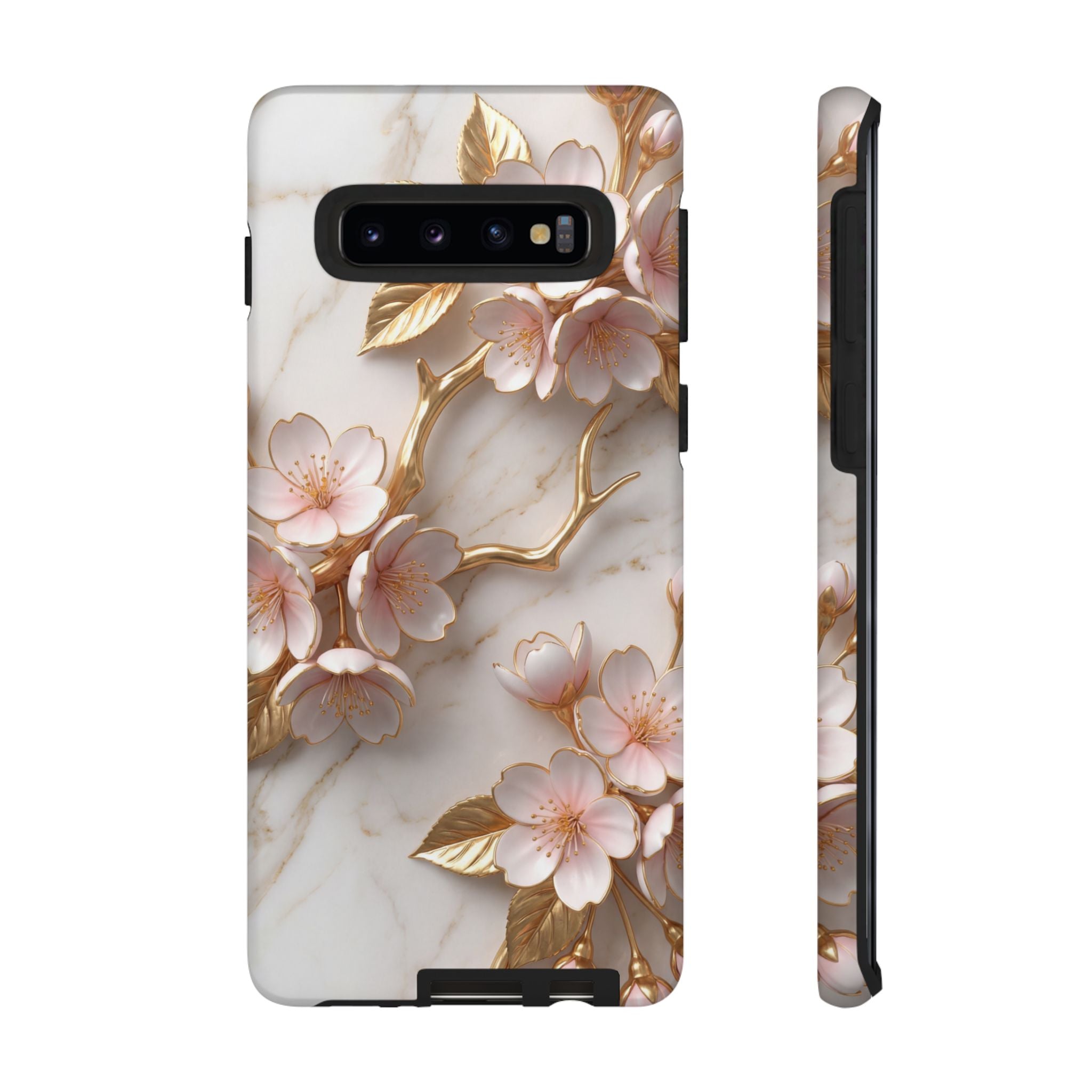 Floral Marble Samsung Galaxy Case — Sakura Gold Cherry Blossom Tough Case