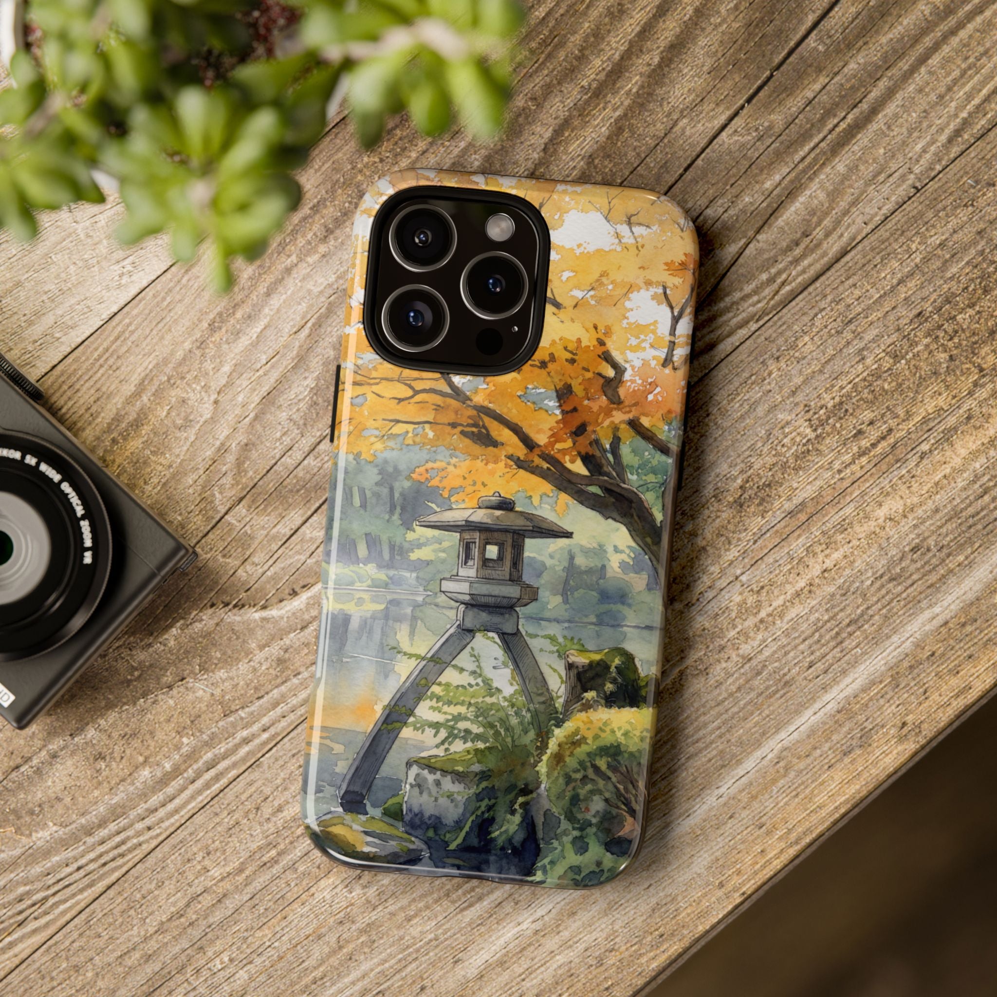 Autumn Japanese Garden iPhone Case | Scenic Lantern Fall