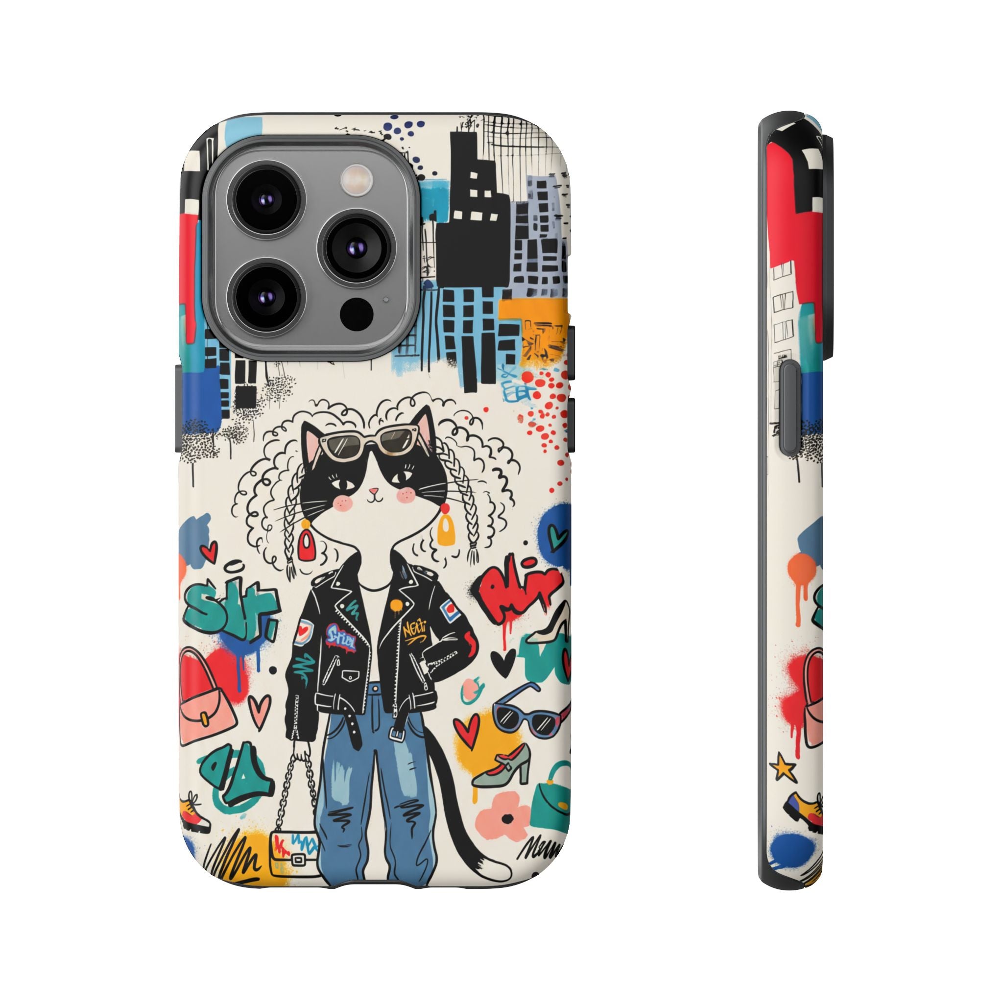 Punk City Cat Graffiti Design iPhone Case