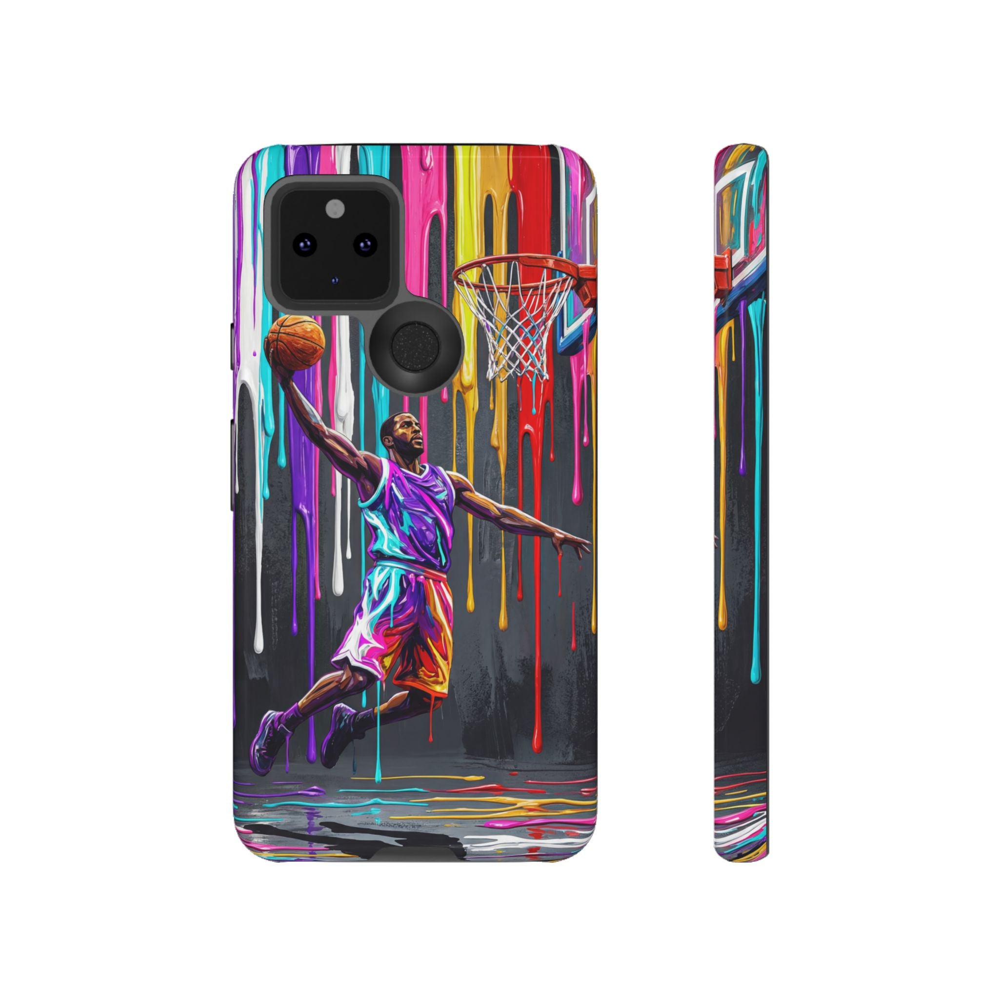 Color Splash Basketball Google Pixel Phone Case | Vibrant Drip Dunk Design