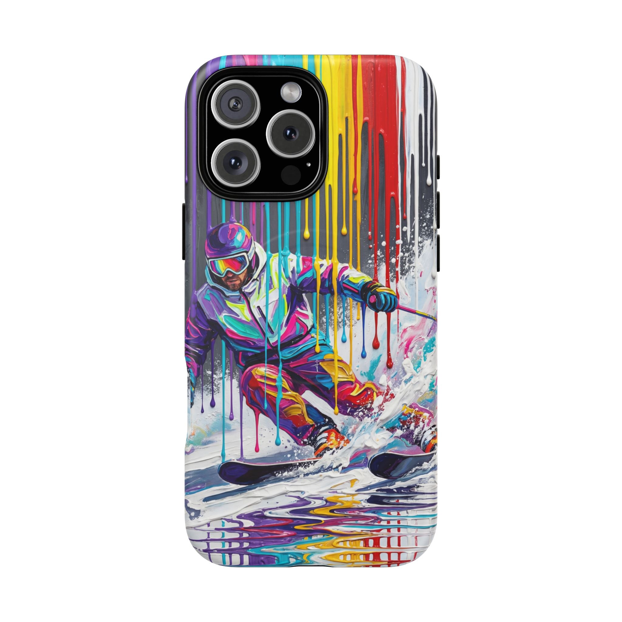 Colourful Skiing Drip Art Tough MagSafe iPhone Case