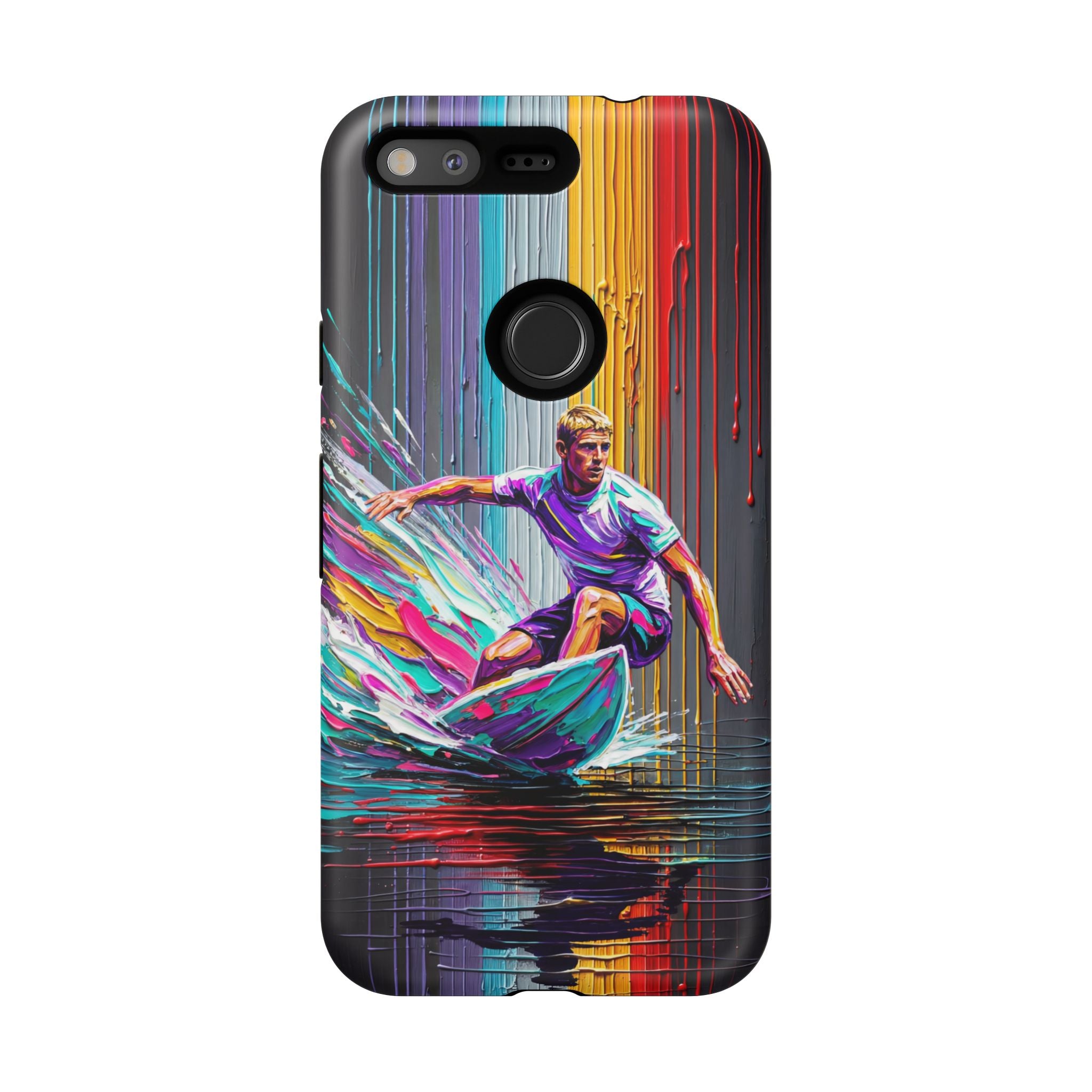 Surfing Art Google Pixel Phone Case | Colourful Wave Surfer Protective Cover