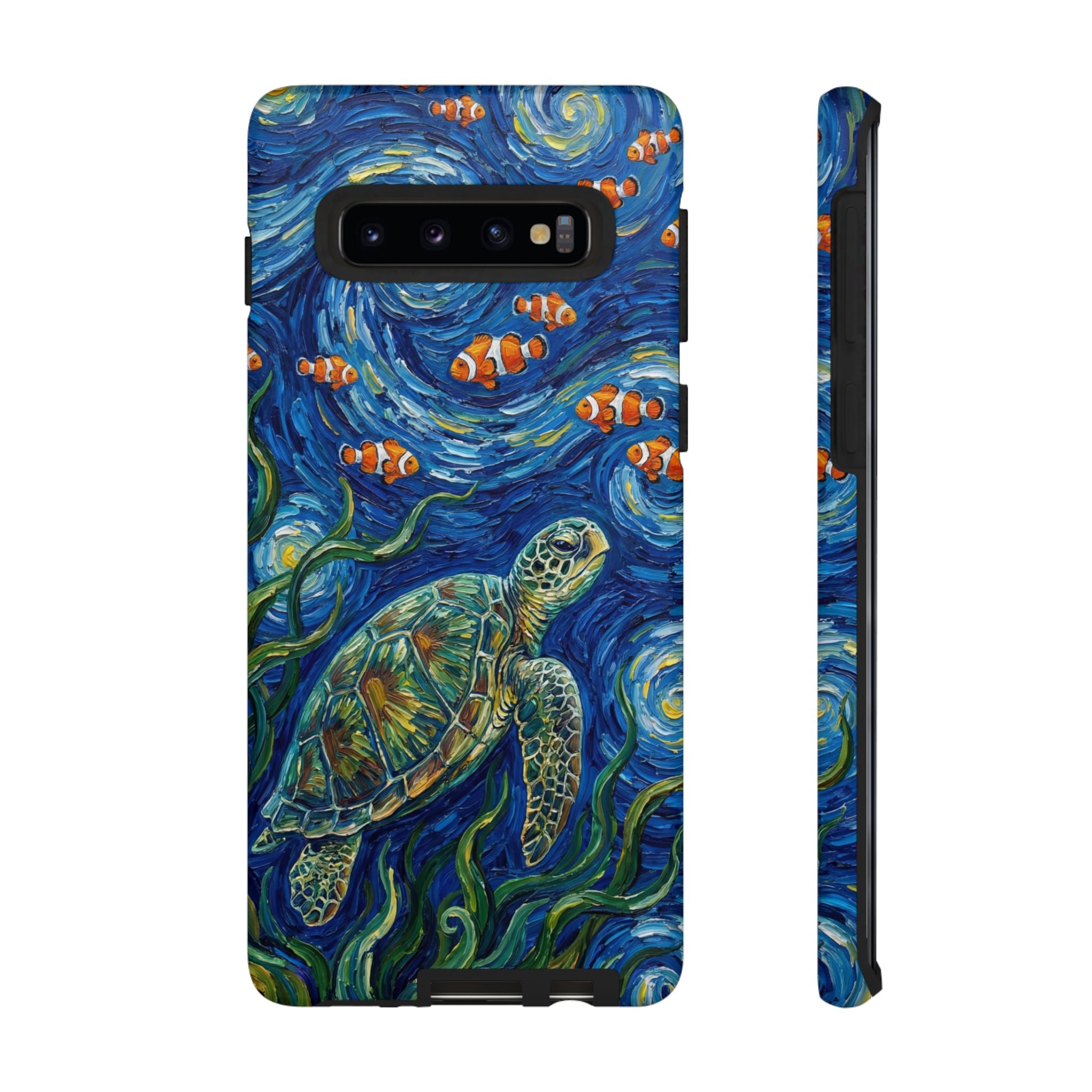 Sea Turtle & Clownfish Tough Samsung Galaxy Case | Van Gogh Style Ocean Art