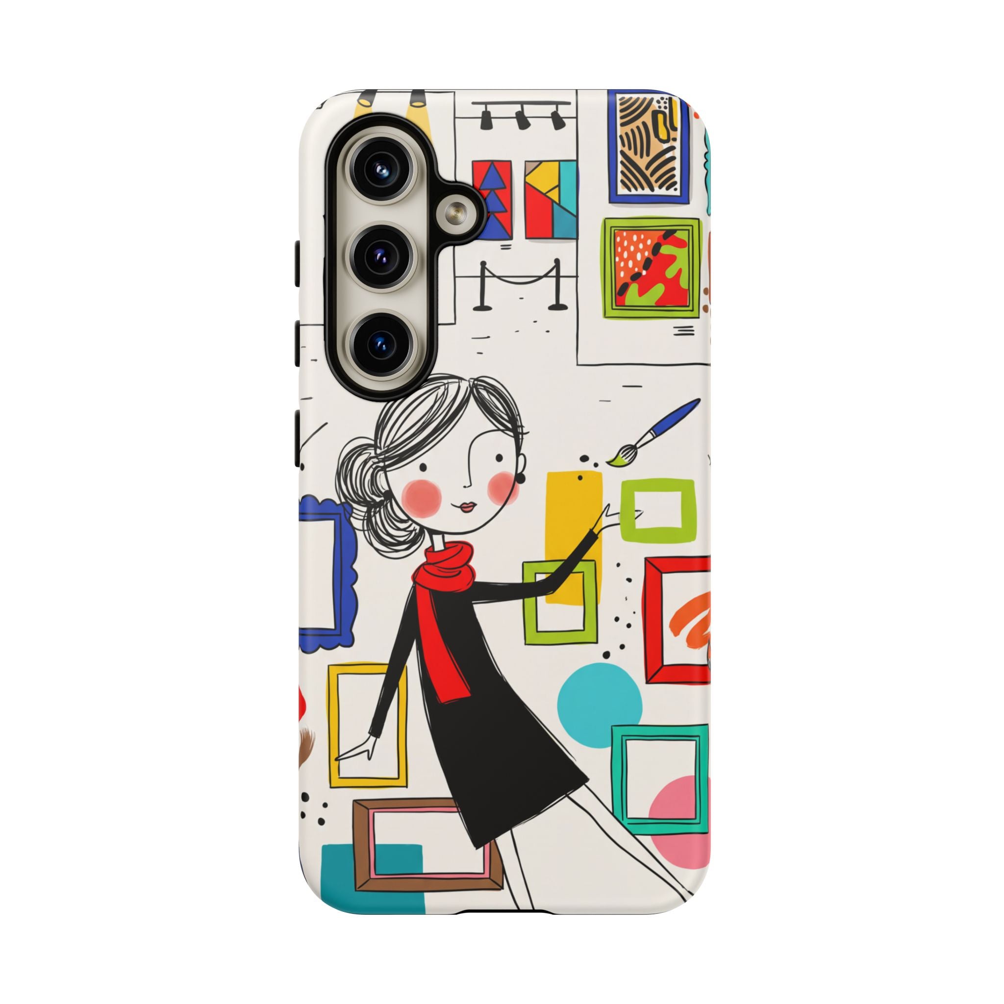 Art Gallery Illustration Samsung Galaxy Phone Case | Cute Woman with Frames Design