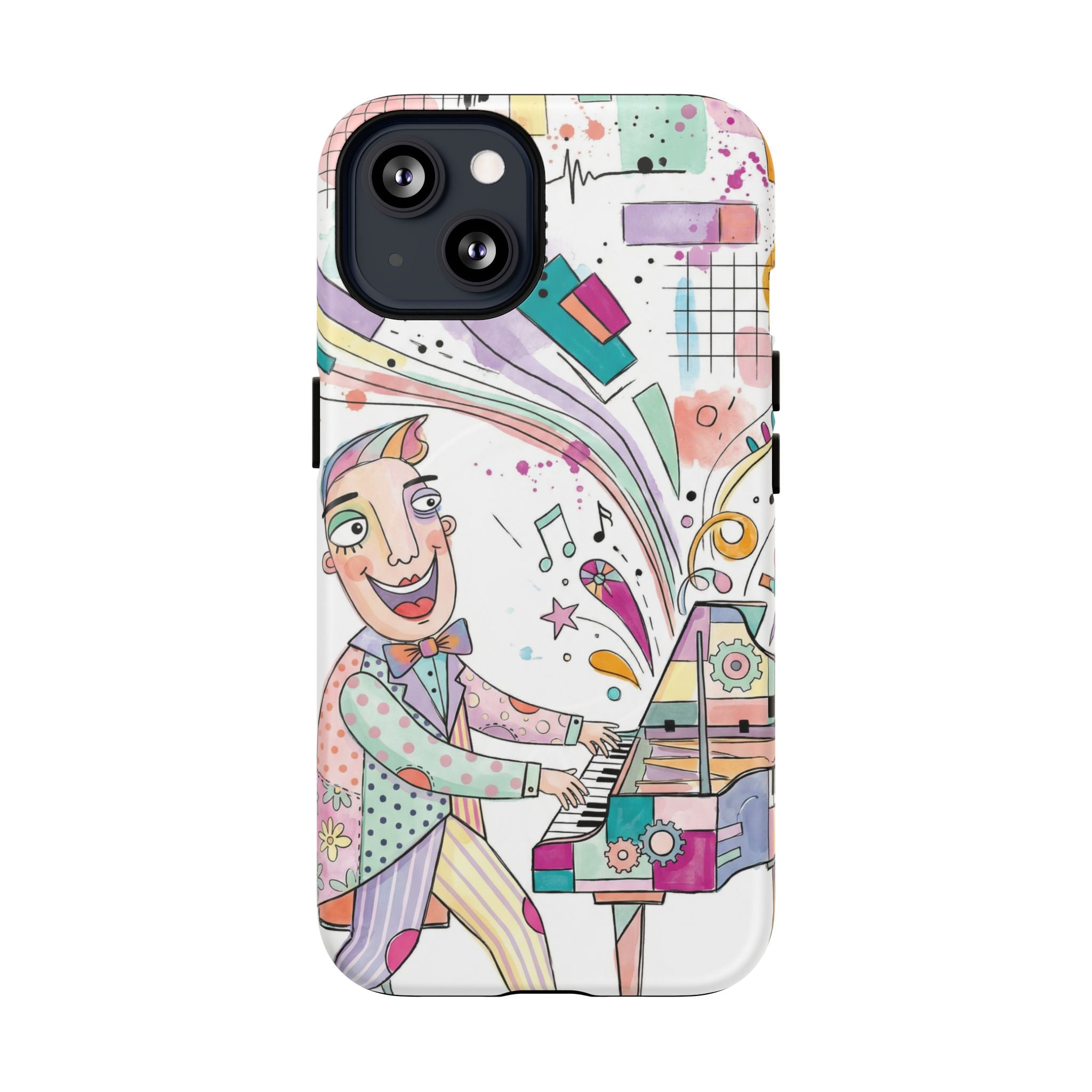 Musical Pianist MagSafe iPhone Case | Colorful Whimsical Piano Art
