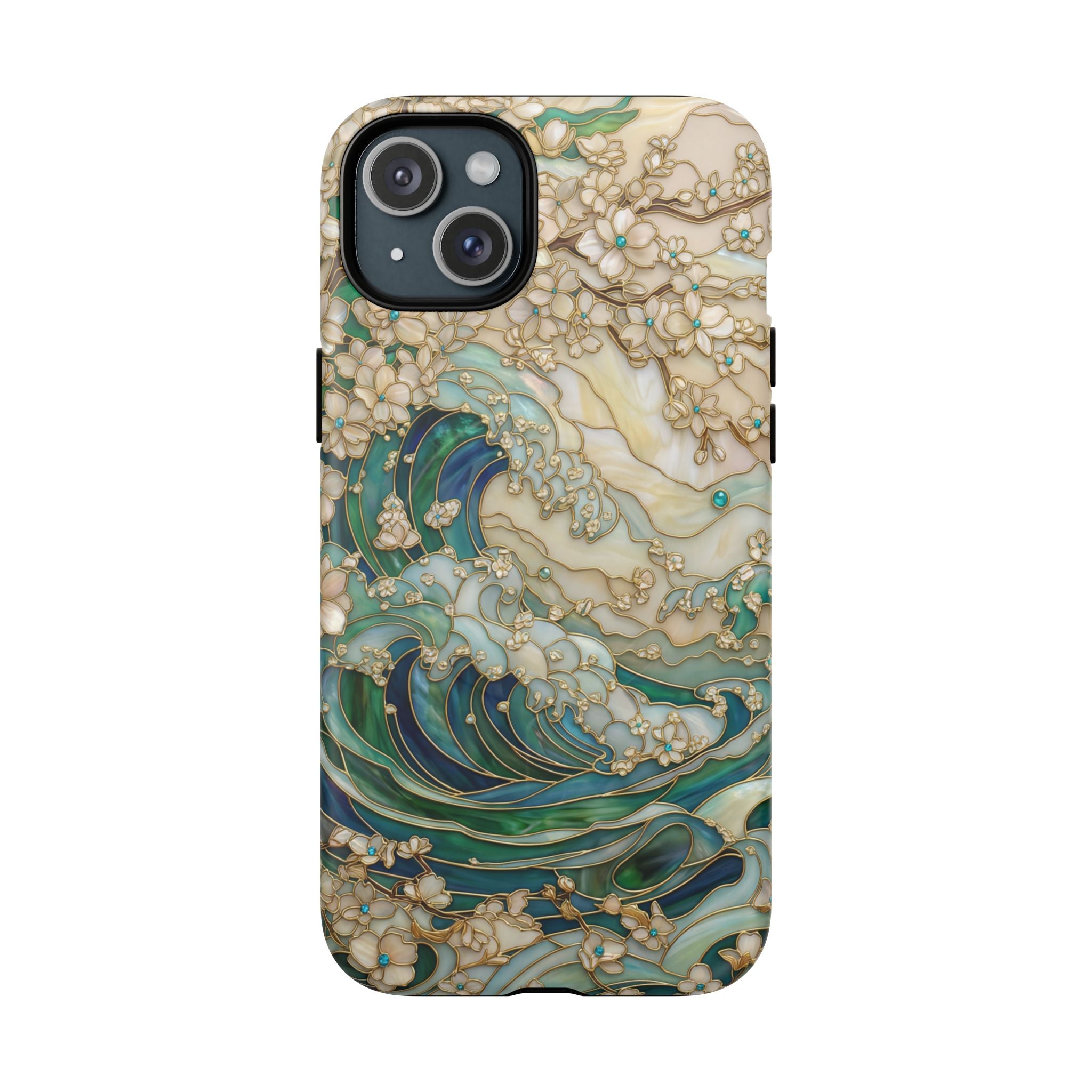 Custodia MagSafe per iPhone Ocean Wave — Custodia resistente con design artistico color acquamarina