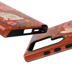 Floral Rabbit Tough Samsung Galaxy Phone Case | Protective Phone Case with Folk Art Bunny Design