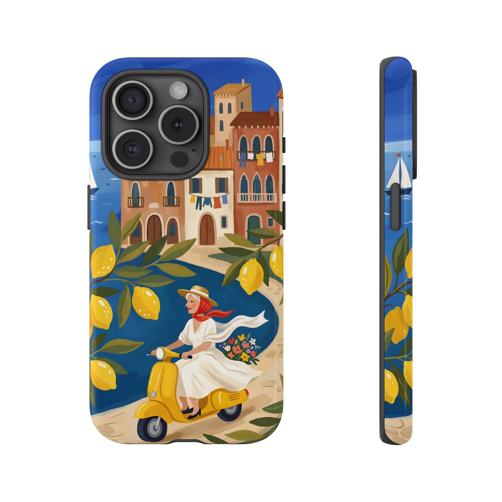 Lemon Coast Scooter iPhone Case | Mediterranean Vespa Travel Design