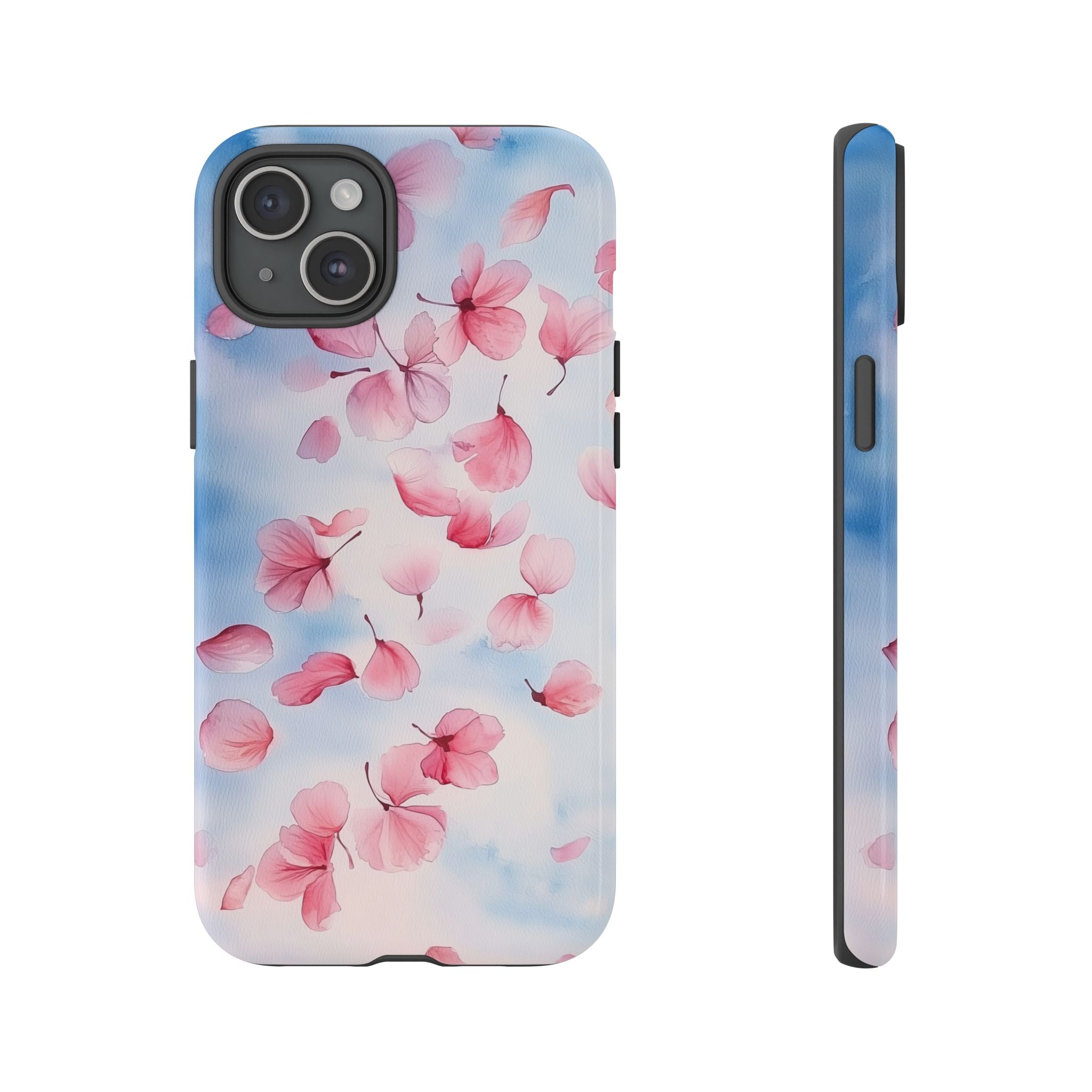Floral Petal Tough iPhone Case | Pink Falling Blossoms