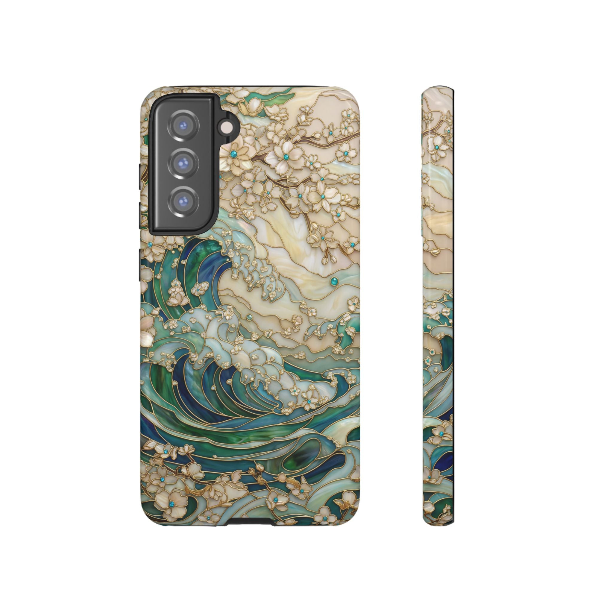 Elegant Ocean Wave Floral Art Samsung Galaxy Case