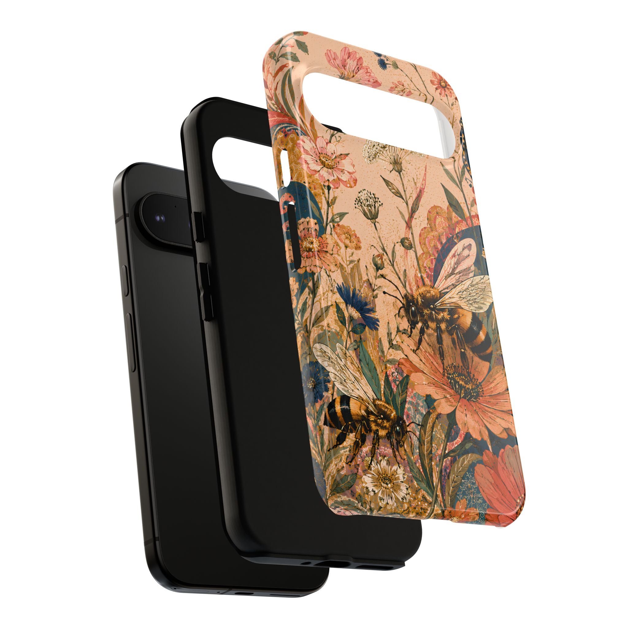 Honeybee Tough Google Pixel Phone Case | Vintage Botanical Flower Cover