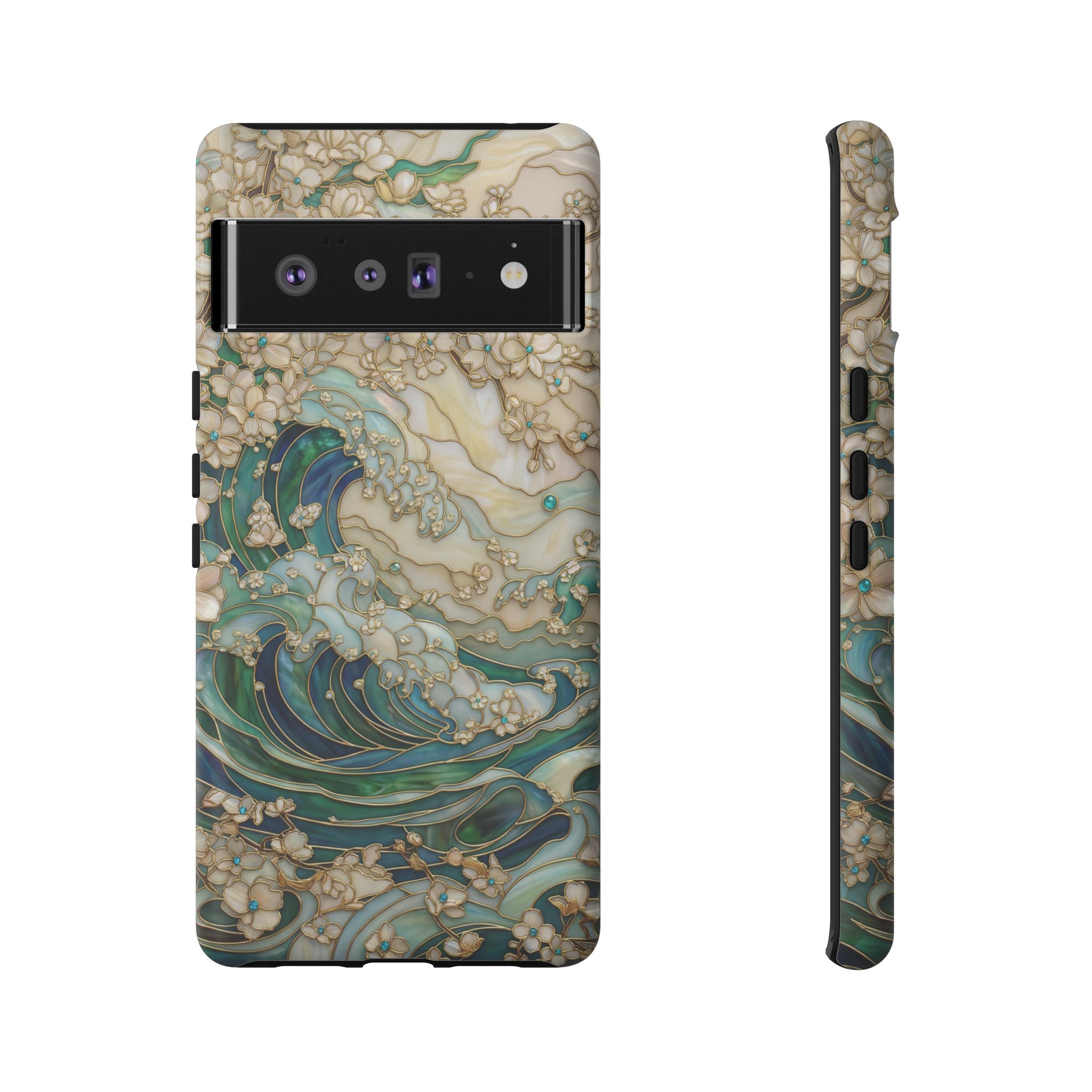 Elegant Ocean Wave Floral Art Google Pixel Case