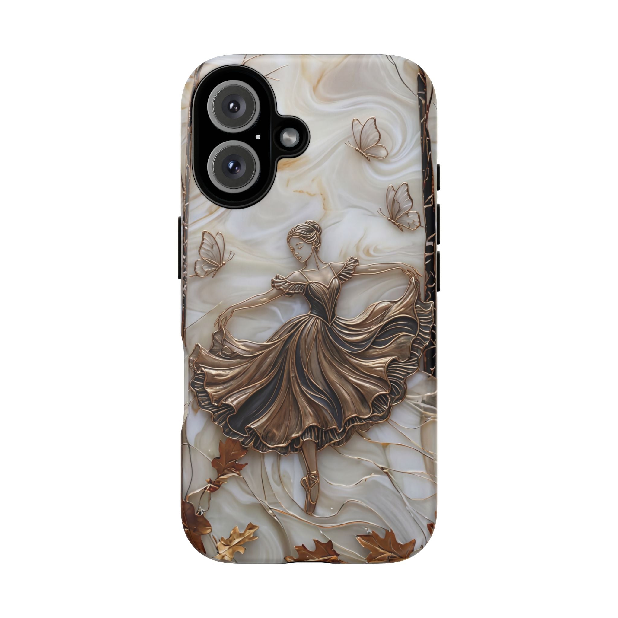 Elegant Bronze Ballerina Dance Design iPhone Case