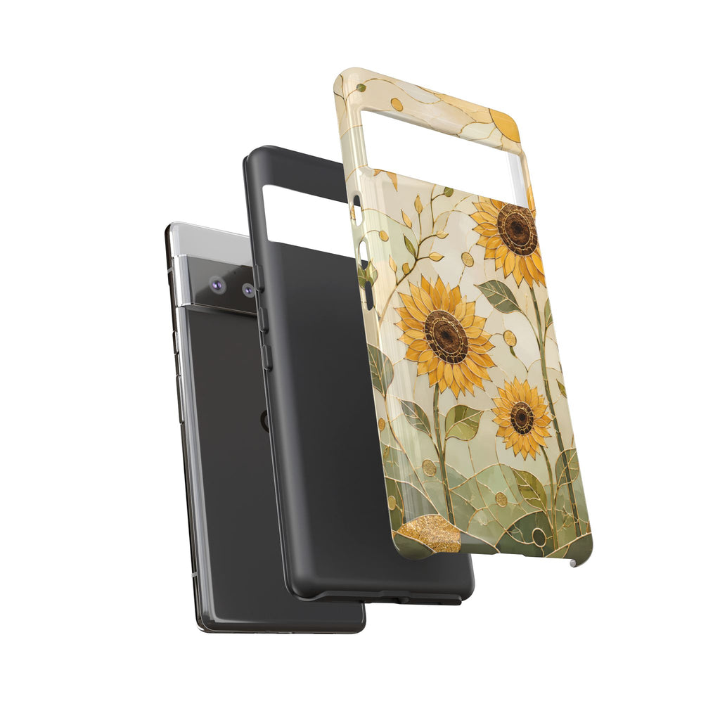 Sunflower Google Pixel Phone Case | Stained Glass Floral Phone Case