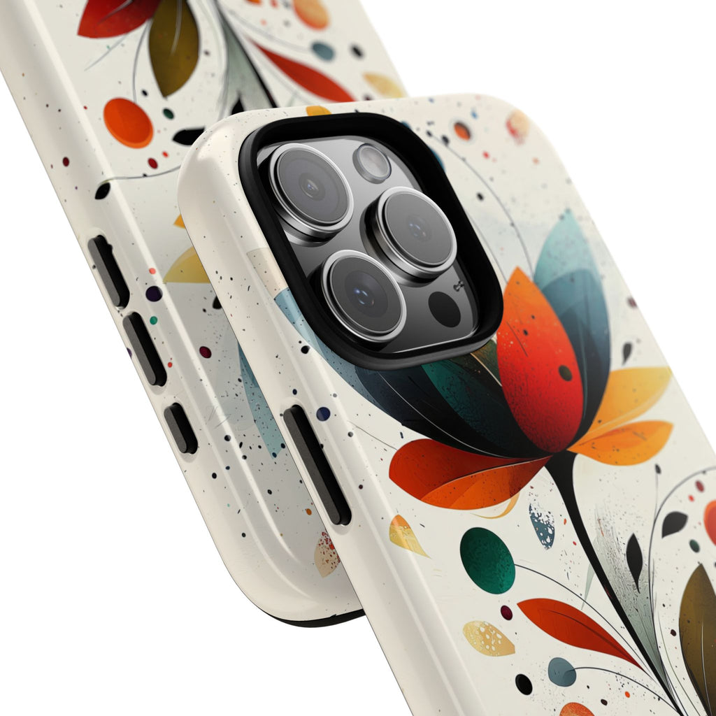 Floral Abstract Tough iPhone Case | Colourful Lotus Art Protective Cover