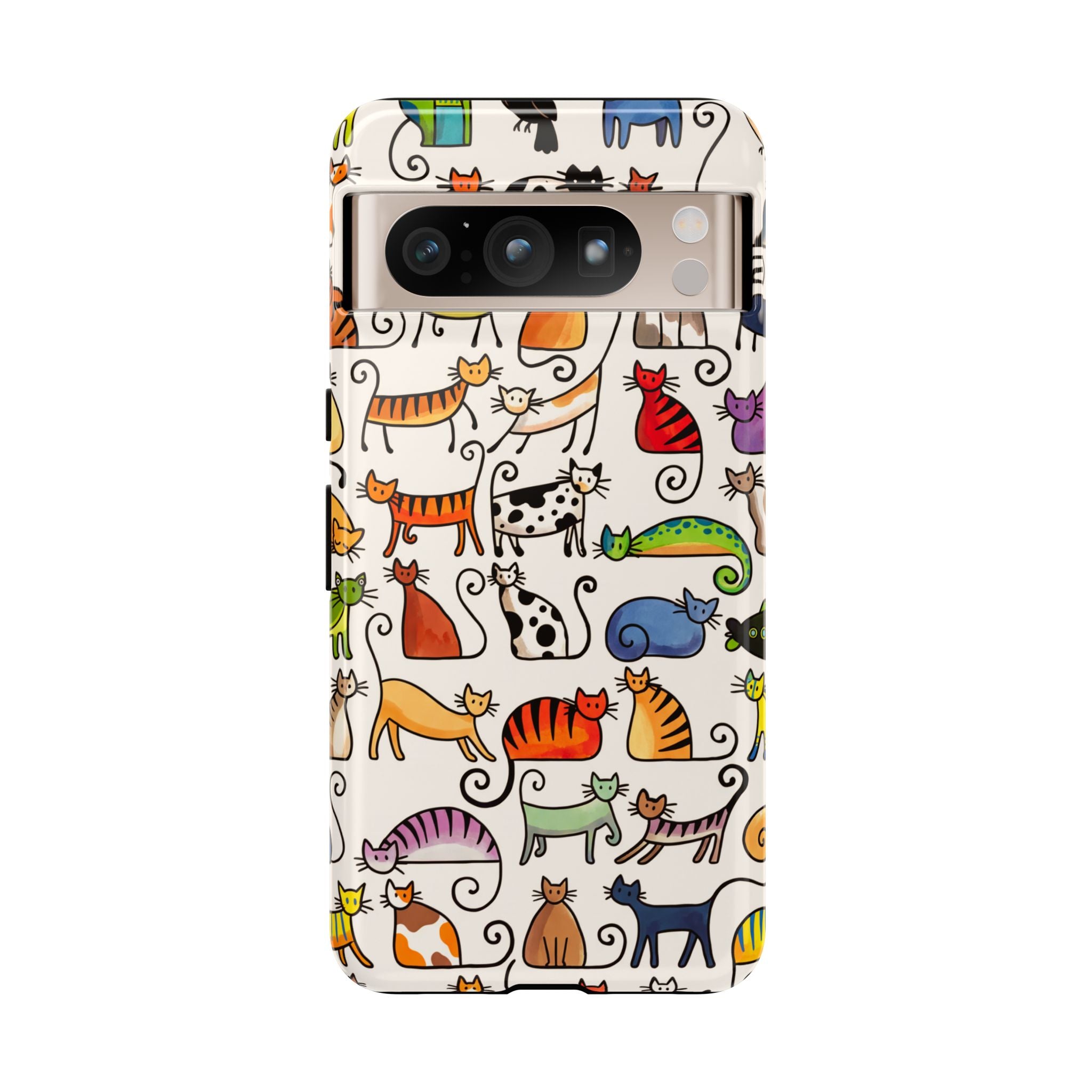 Cat Pattern Tough Google Pixel Case | Colourful Cartoon Cats