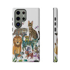Cute Jungle Cats Samsung Galaxy Phone Case | Colorful Animal Safari Protective Case