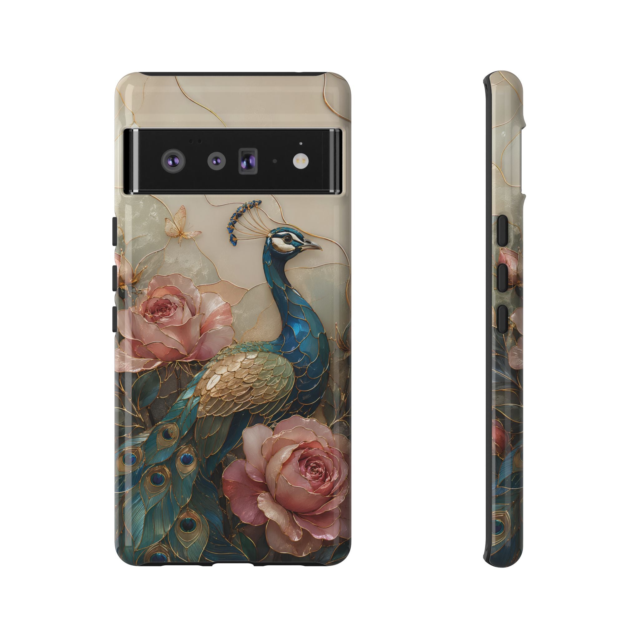 Peacock & Rose Google Pixel Phone Case | Vintage Floral Phone Case